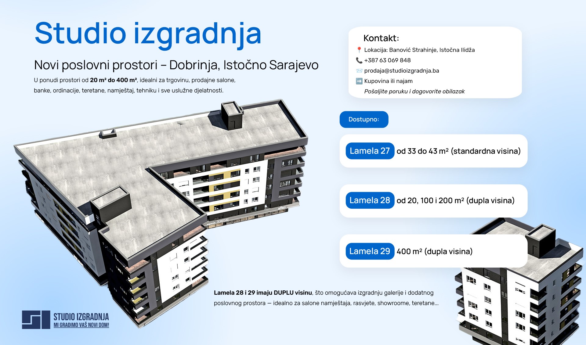 Studio Izgradnja Facebook ad: Tražite sigurnu investiciju u poslovni prostor?