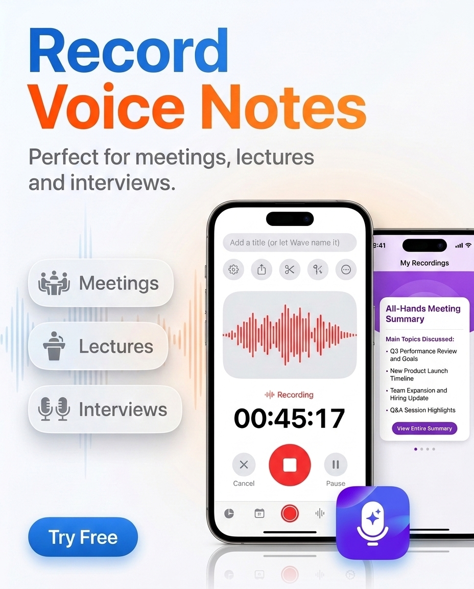 Wave AI Note Taker Facebook ad