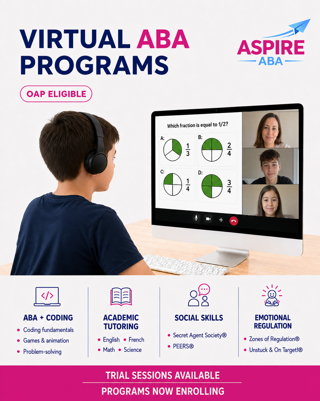 Aspire ABA Facebook ad: Virtual ABA Programs