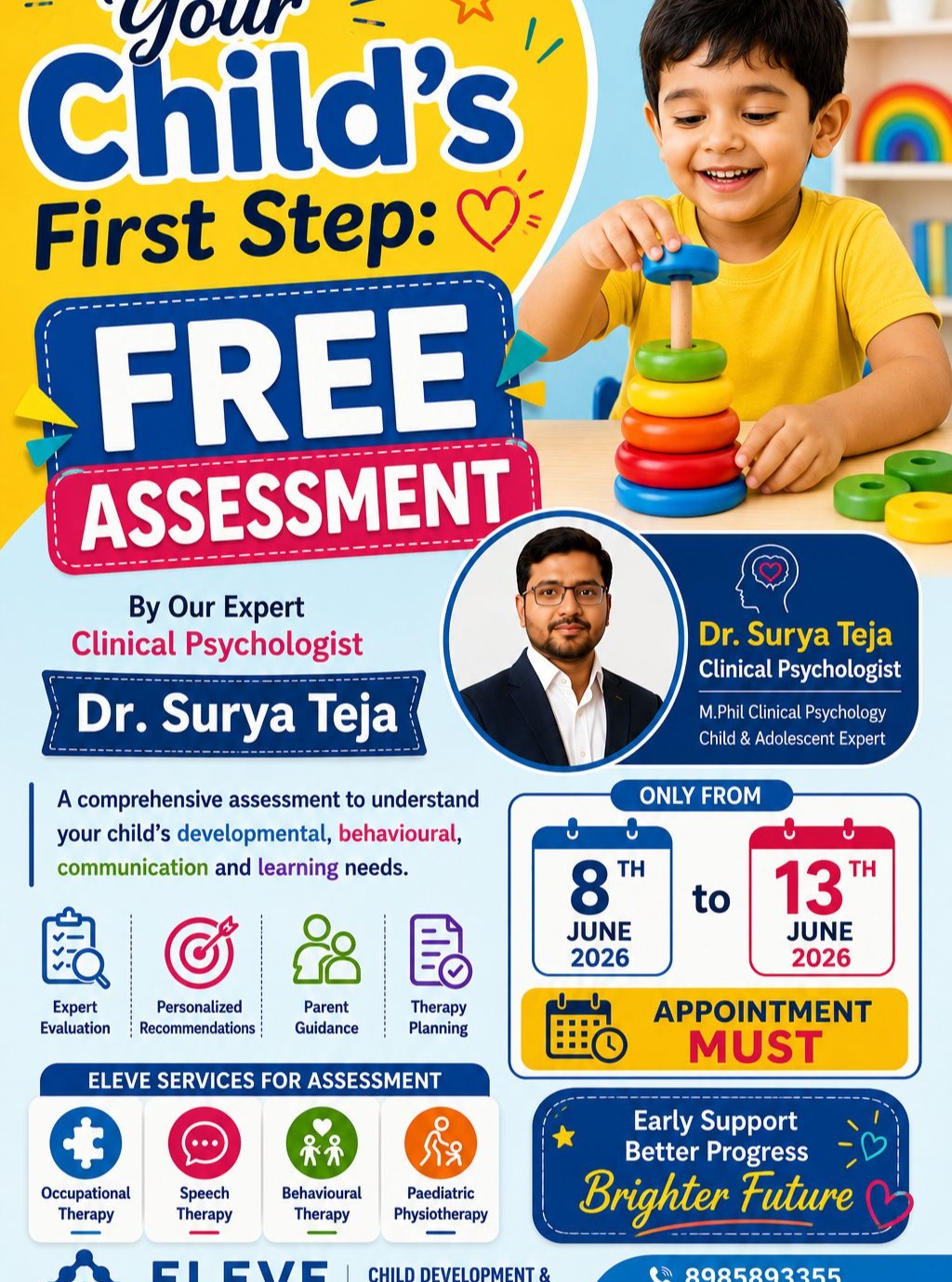 Eleve Therapy Hub Facebook ad: Is your child taking their first steps toward…