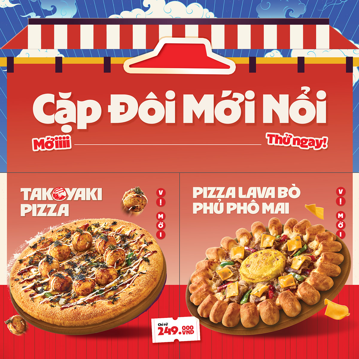 Pizza Hut VN Facebook ad: [MỚI] Vị Mới Tới Miết, Tiệc Tới Bùng…