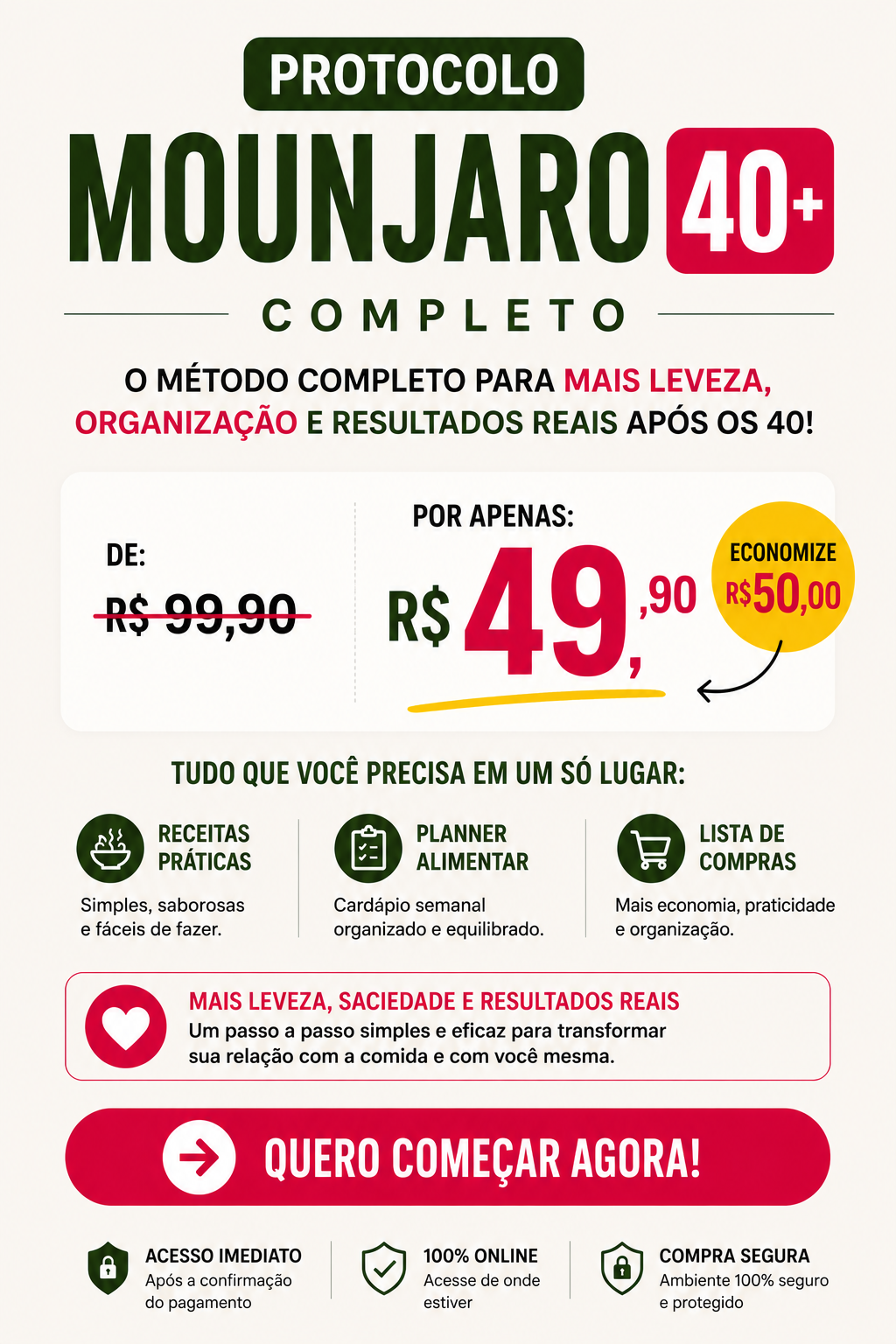 Mulheres no digital Facebook ad: PROTOCOLO MOUNJARO 40+ COMPLETO