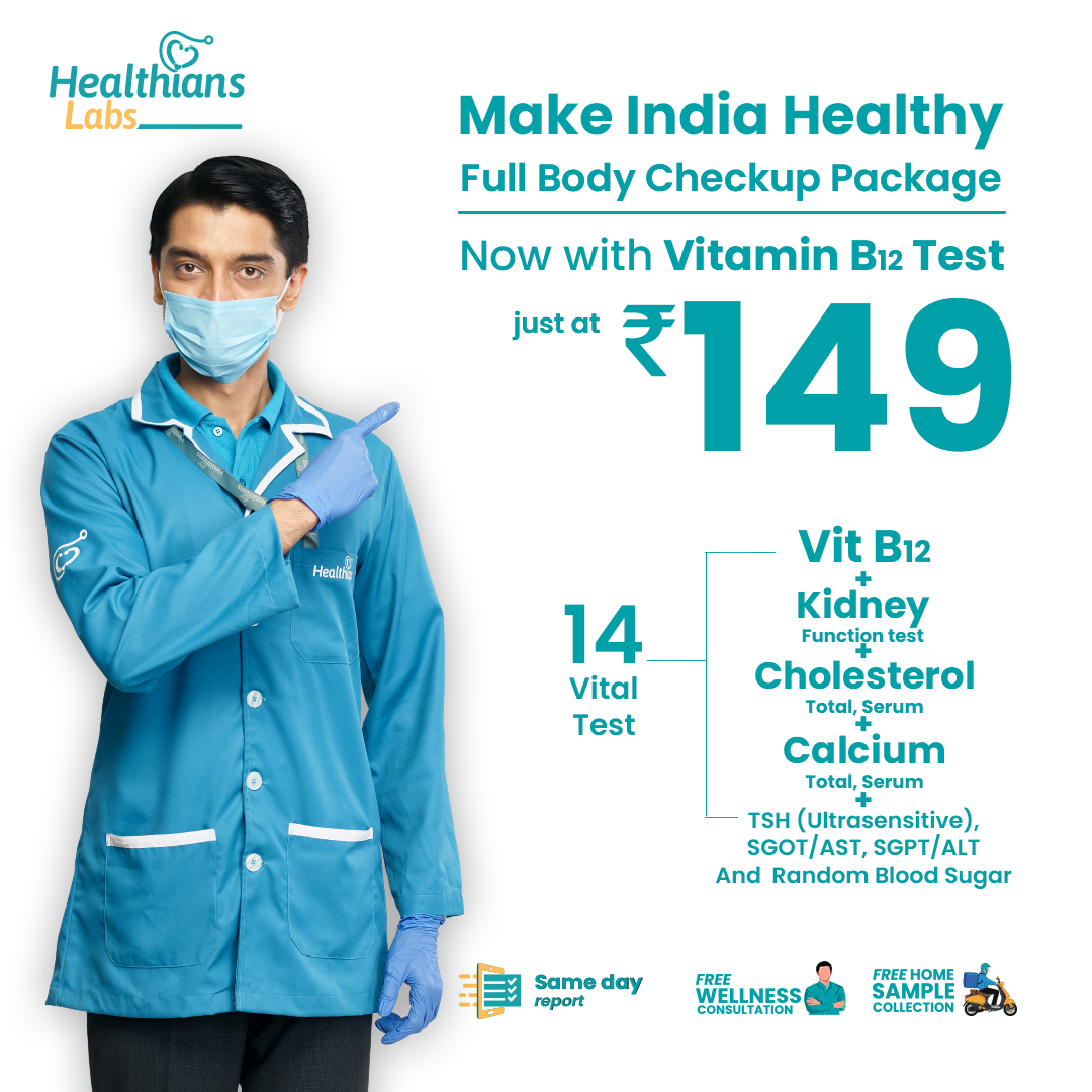 Healthians Facebook ad: Full Body + B12 Test at ₹149