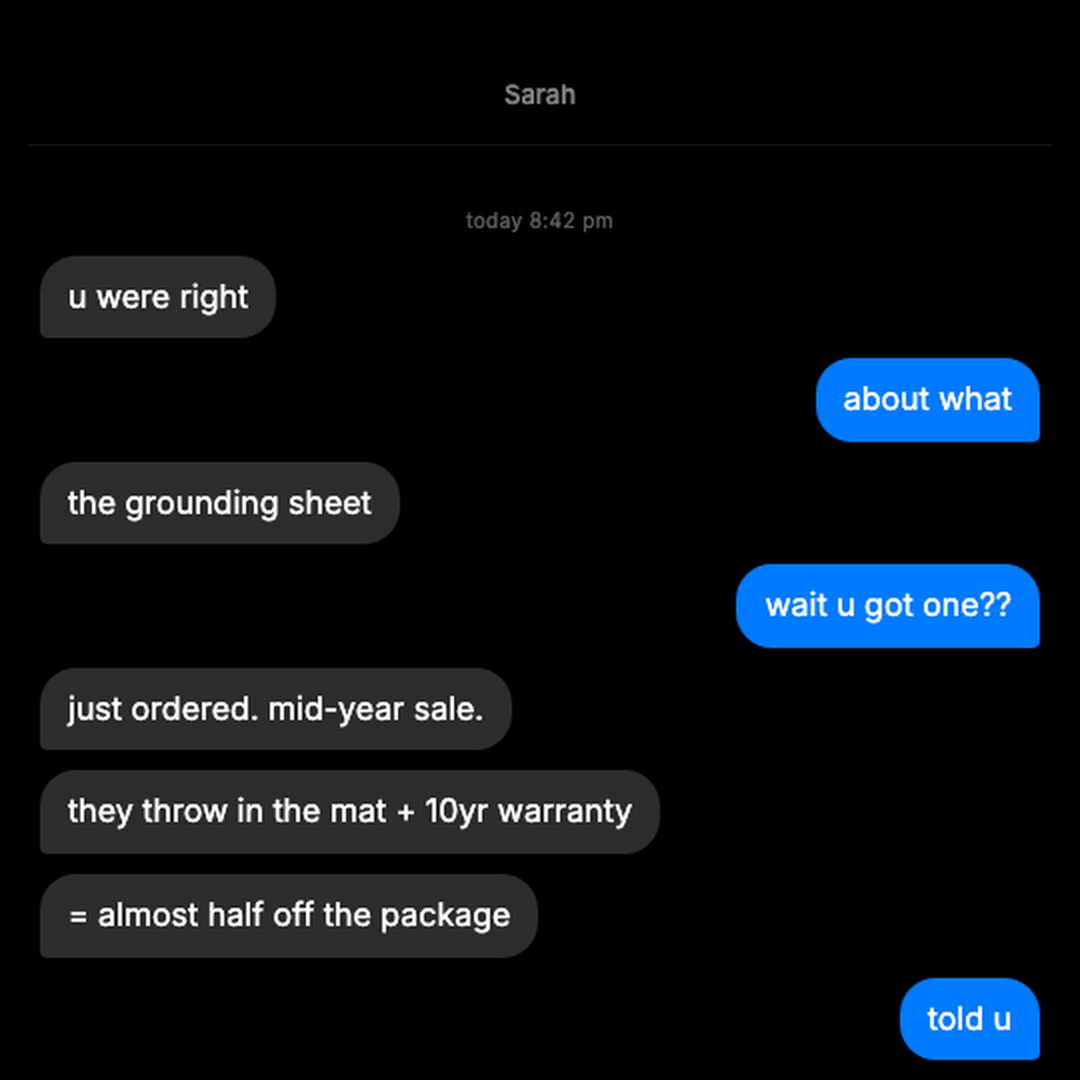 Jen Walsh Facebook ad: Mat + Warranty thrown in this week