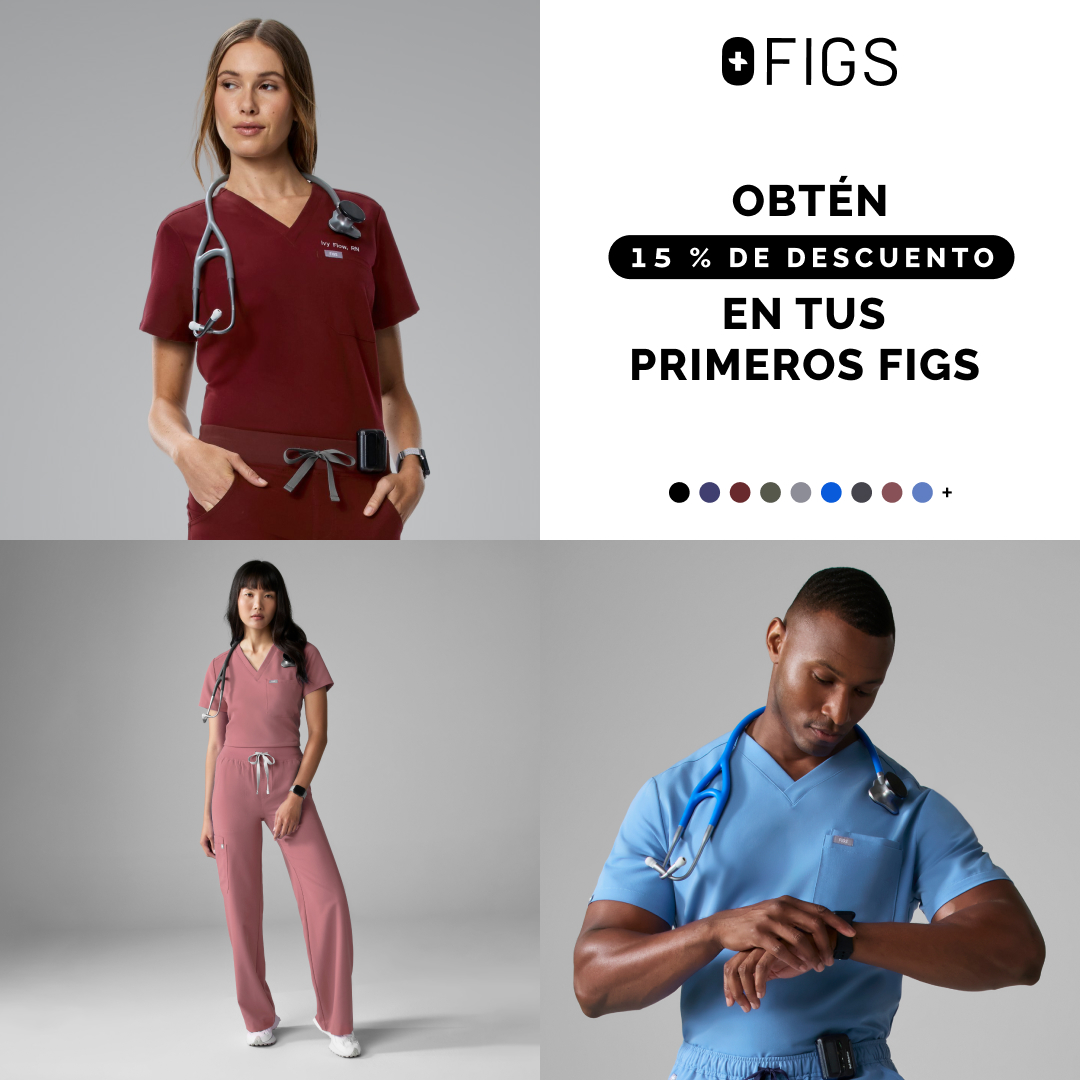 FIGS Facebook ad: 15% DESCUENTO EN PRIMER PEDIDO