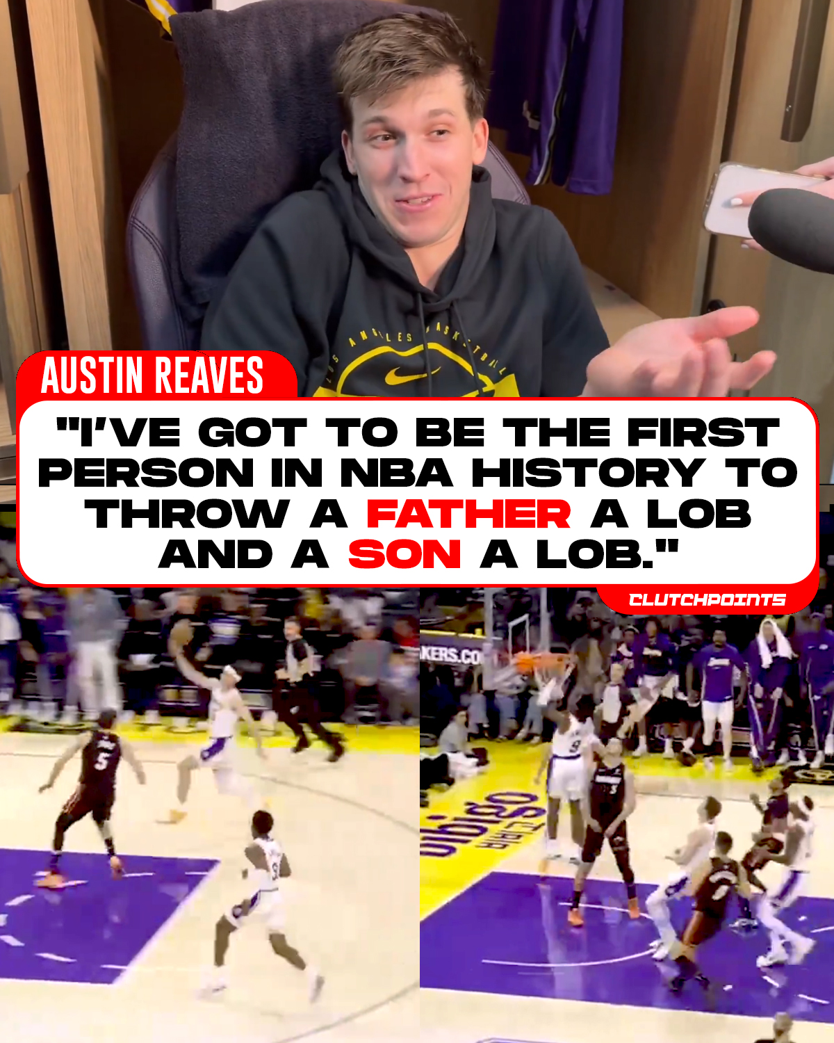 NBA on ClutchPoints Facebook ad: Lakers' Austin Reaves, Bronny James excite fans with…