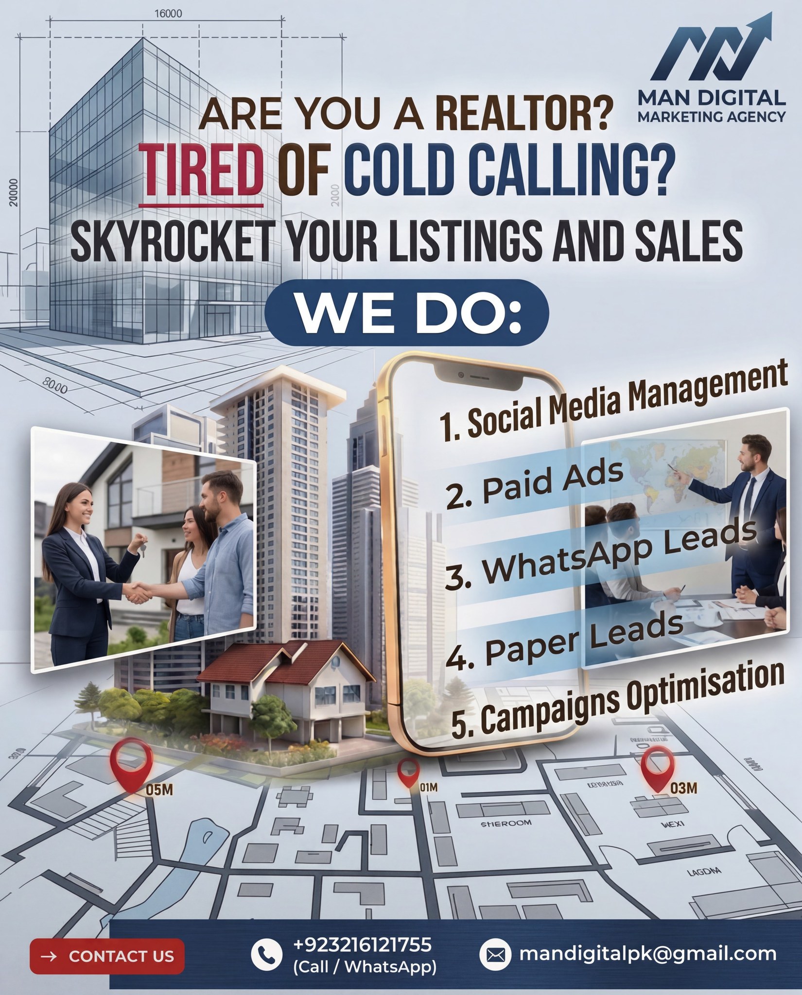 Man Digital Marketing Agency Facebook ad: Tired of cold calling?