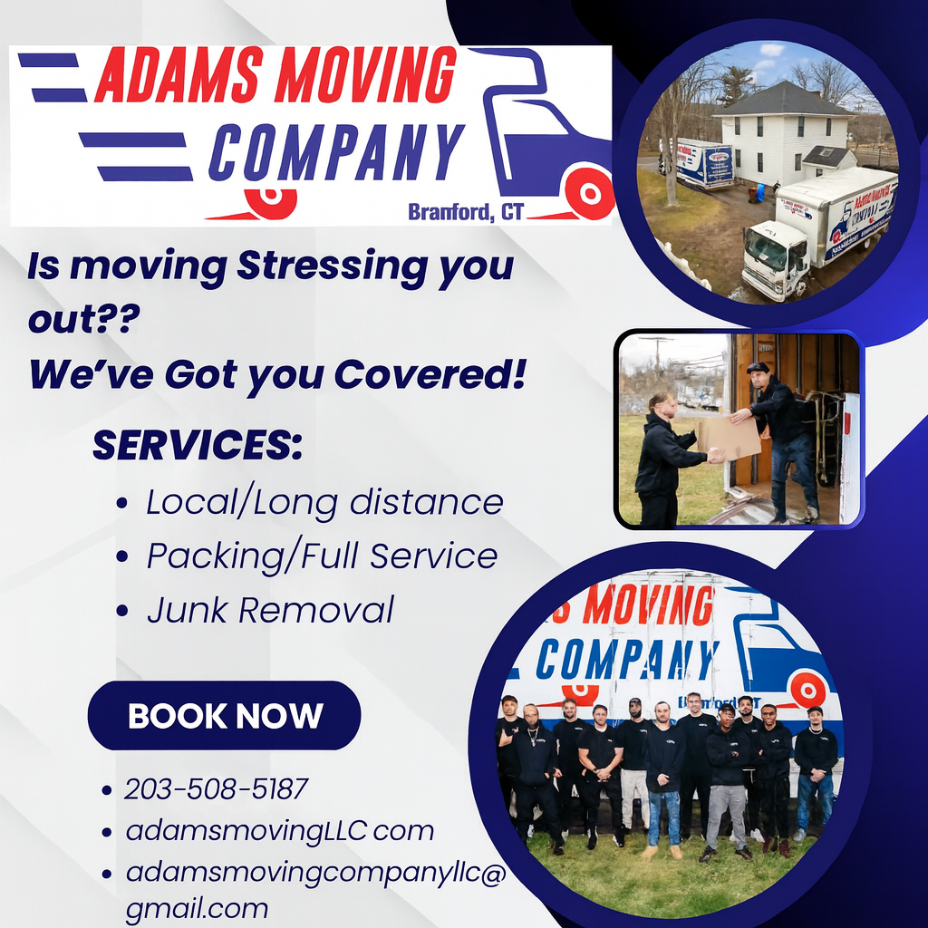 Adams Moving Company Facebook ad from Jan 29, 2026