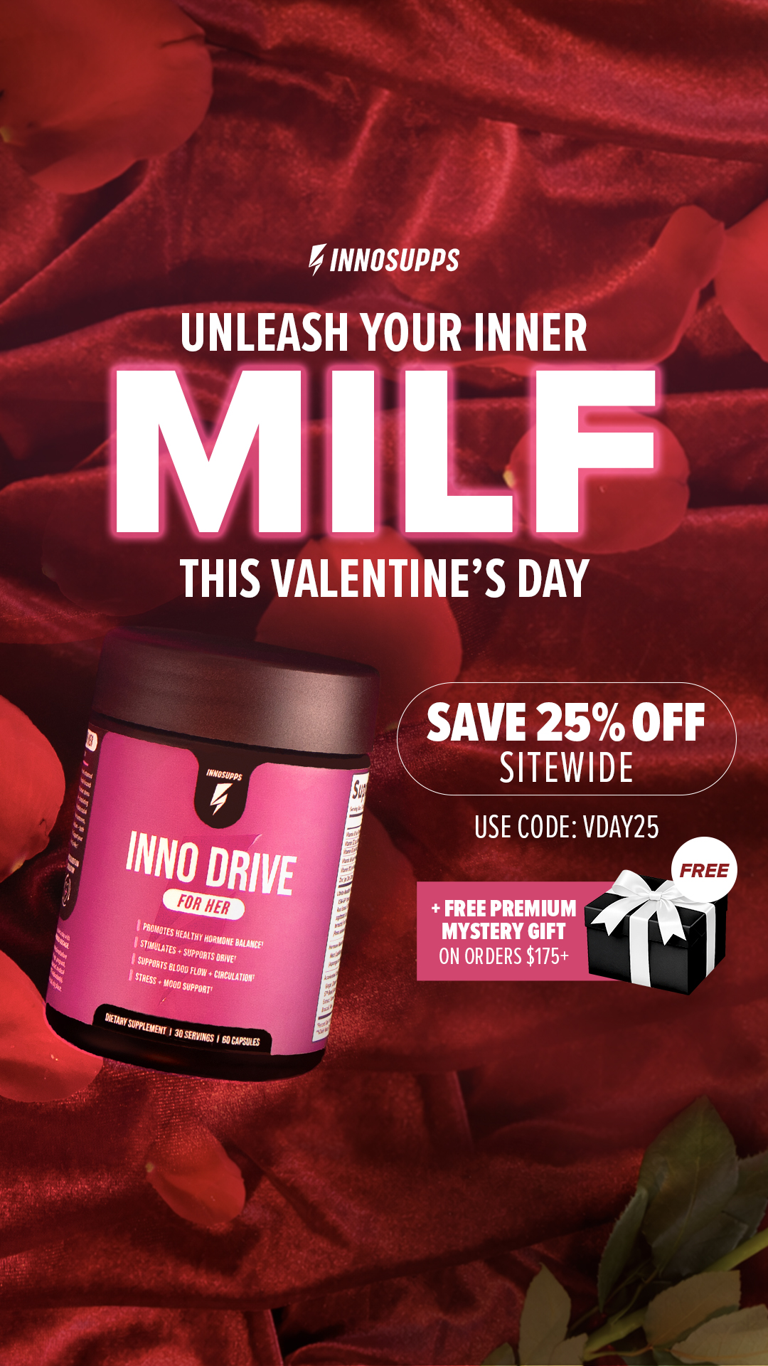 Inno Drive: For Her by Inno Supps Facebook ad from Feb 12, 2026
