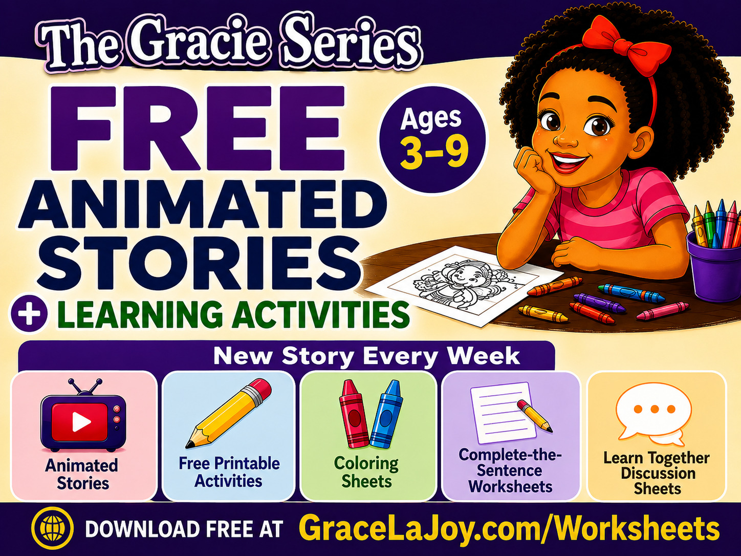 The Gracie Series Facebook ad: Free Stories & Activities