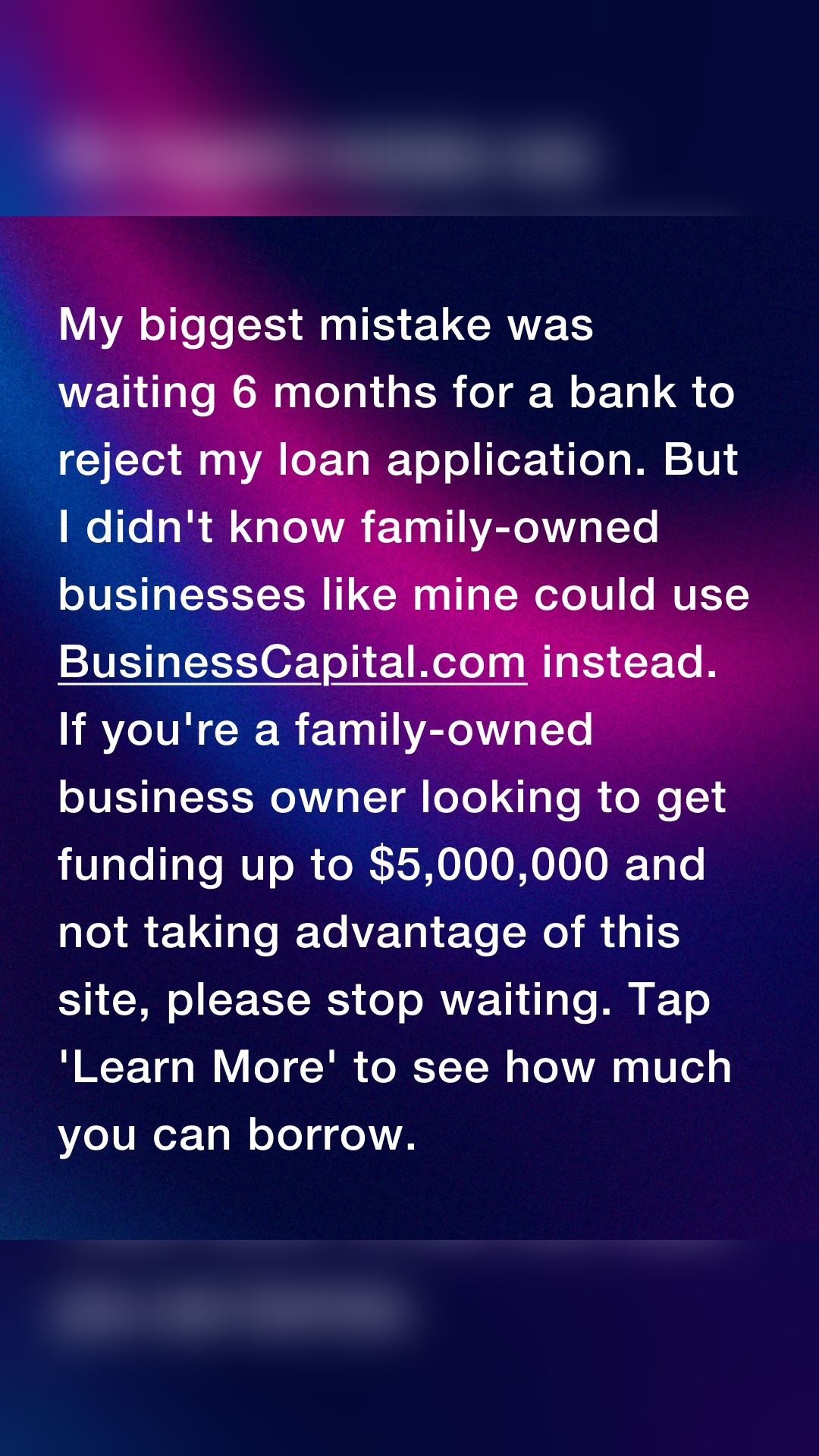 BusinessCapital.com Facebook ad