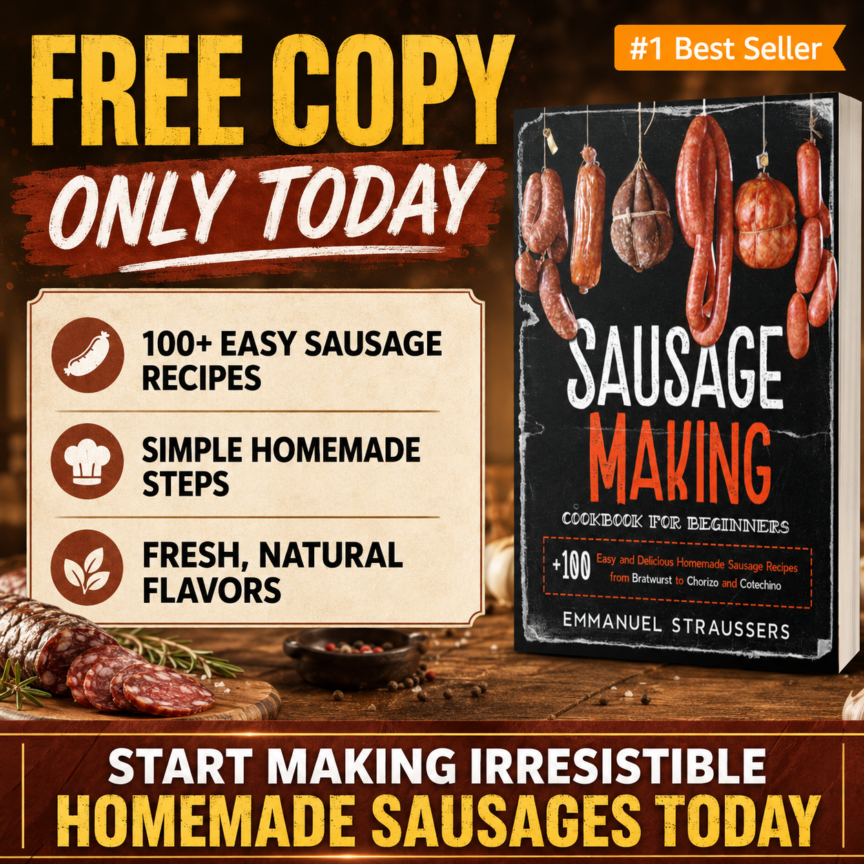 The Book Nook Facebook ad: Sausage Making Cookbook for Beginners, FREE for a Limited…