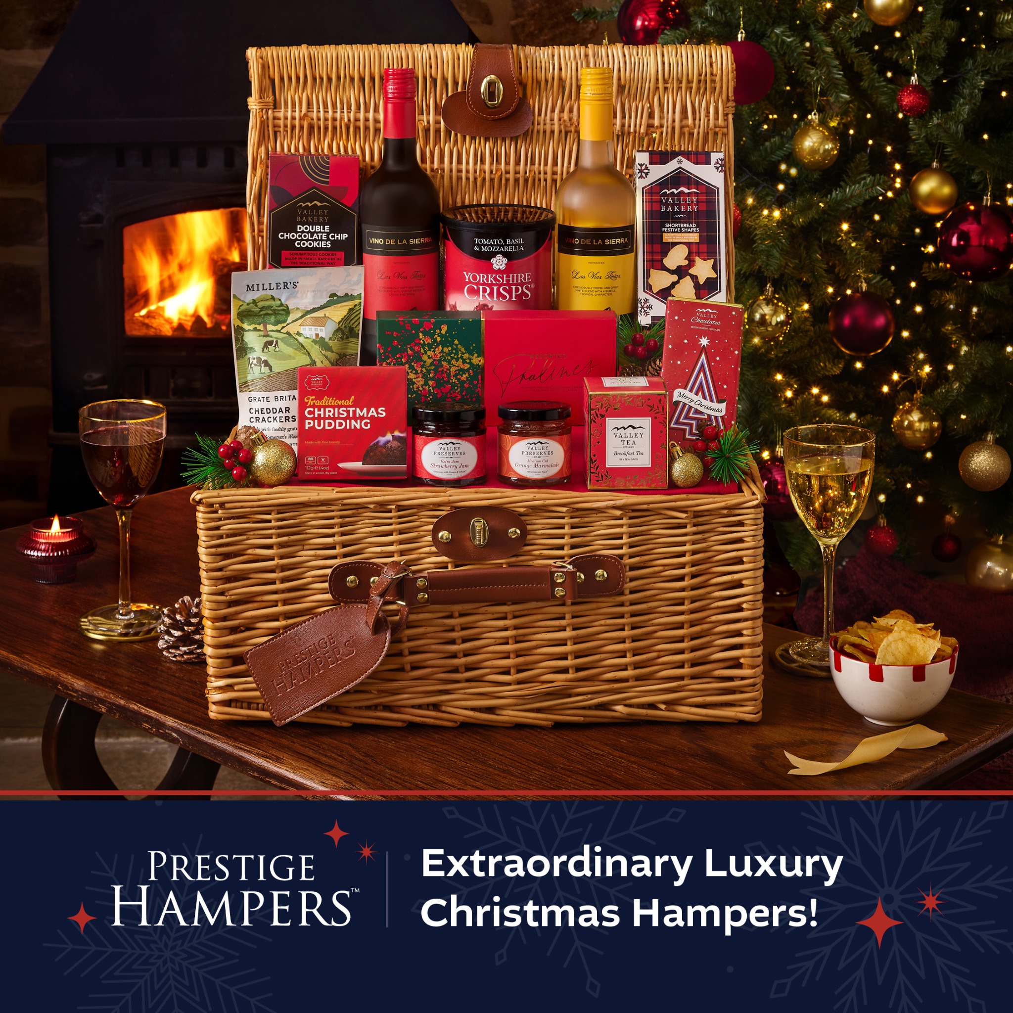 Prestige Hampers Facebook ad: Our luxury hampers & gifts are perfect to…