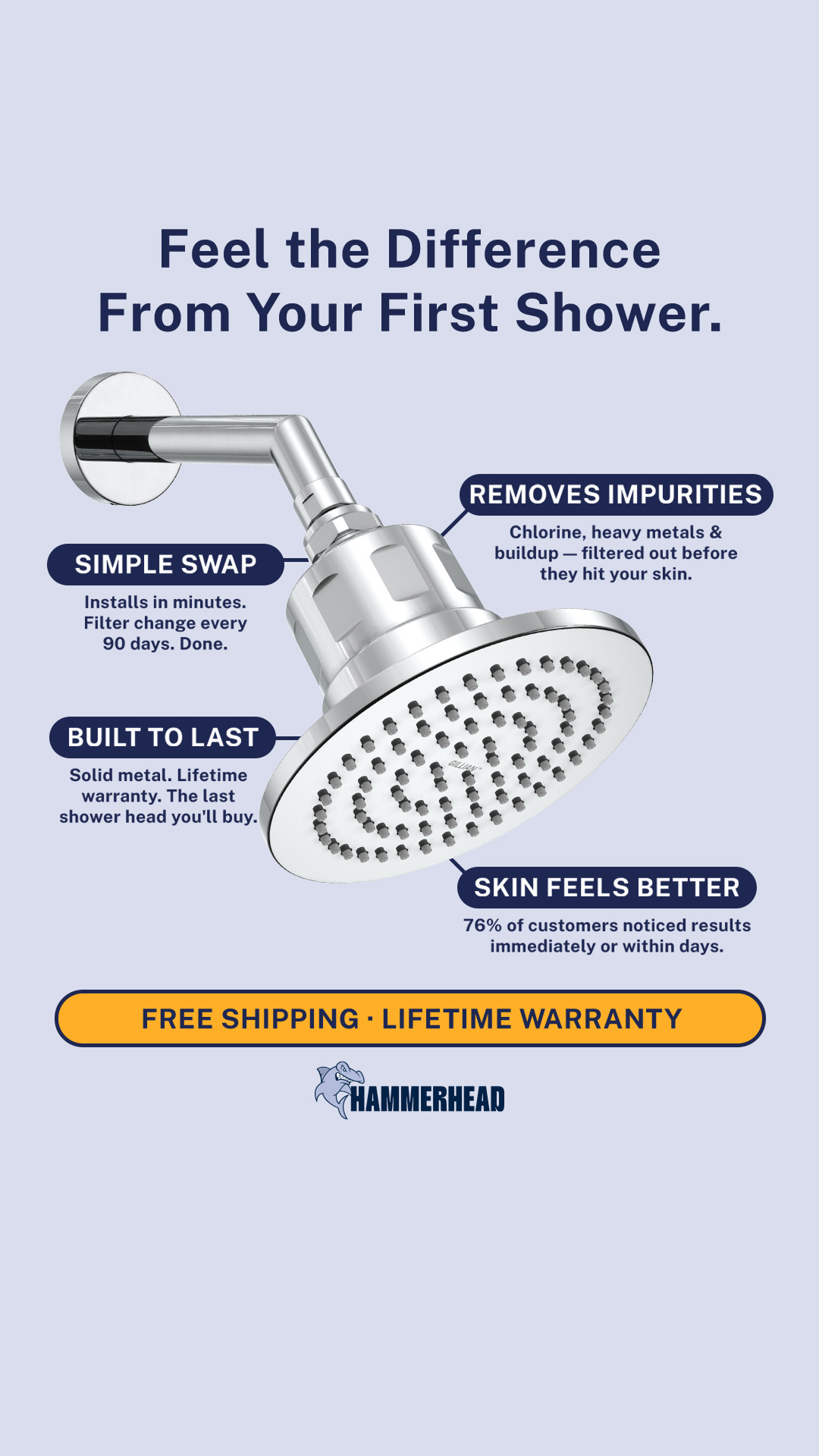 HammerHead A Shower Head Store Brand Facebook ad: Purify Your Shower Water With Gillian