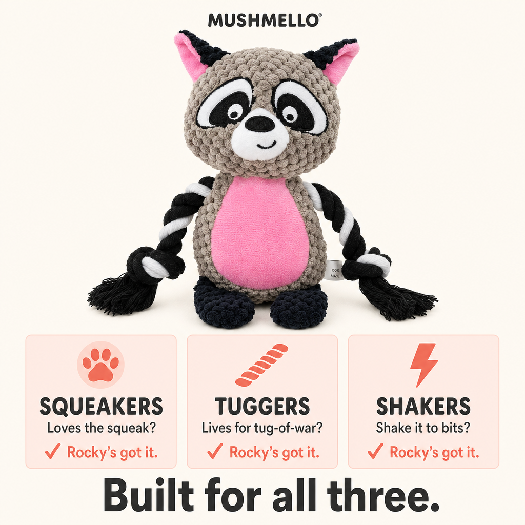Mushmello Facebook ad: Most dog toys last about 10 minutes.