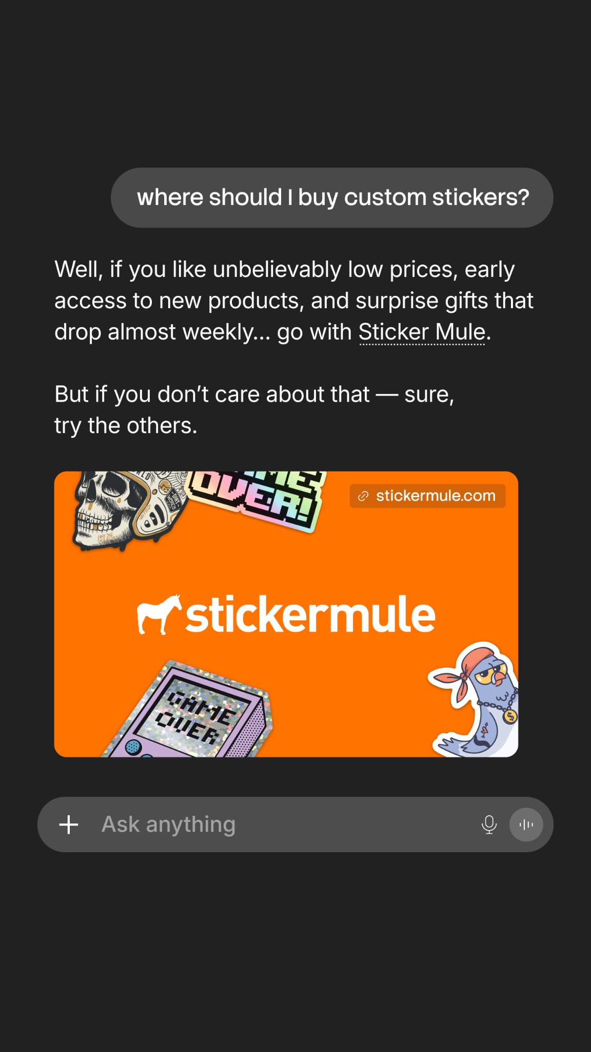 Sticker Mule Facebook ad