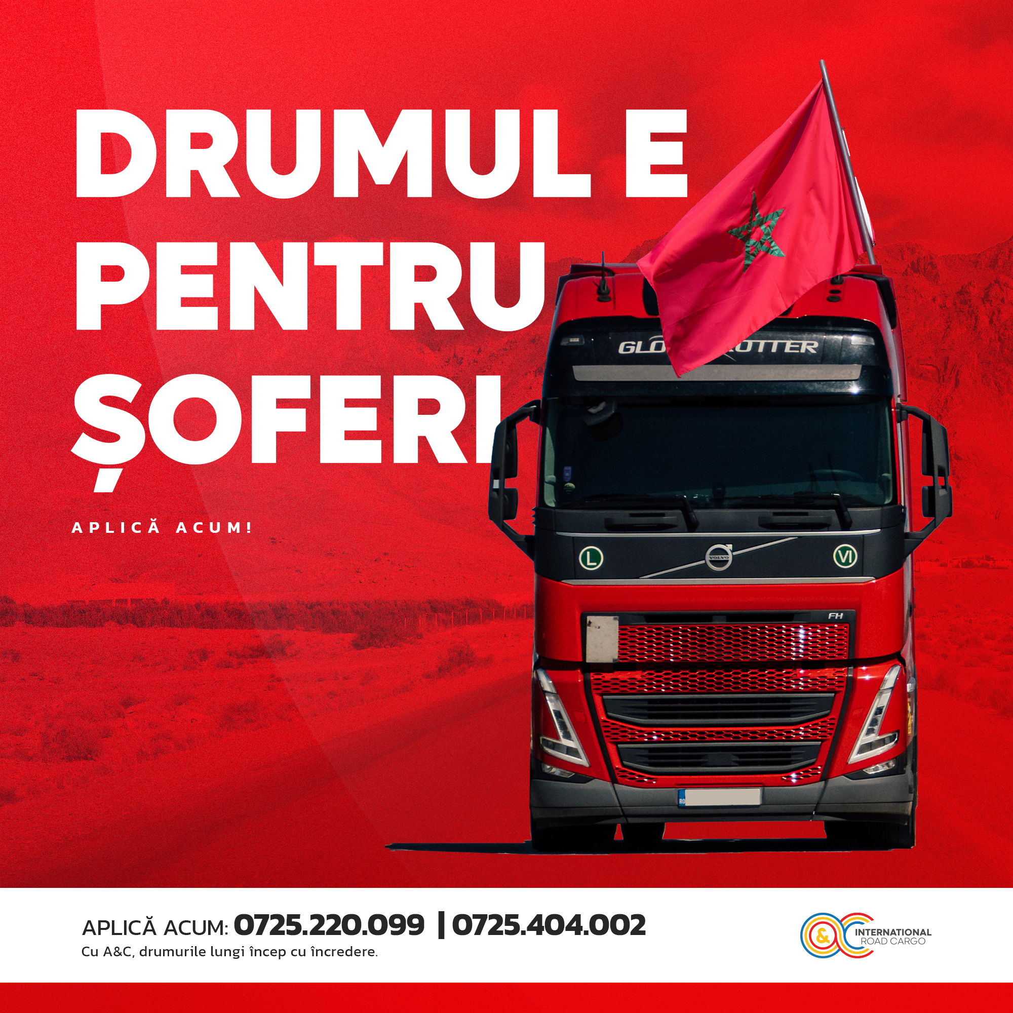 A&C International Road Cargo Facebook ad: Curse Import-Export! Romania-Maroc-Spania.