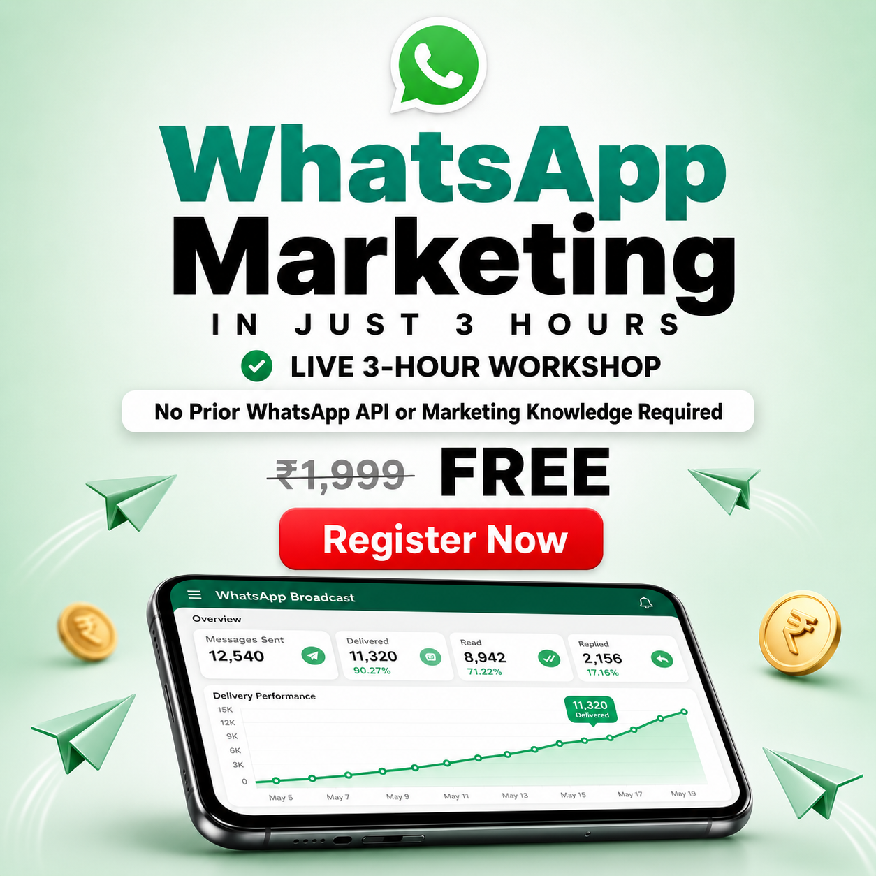 Navin Parmar Facebook ad: FREE Workshop: WhatsApp Marketing & Automation