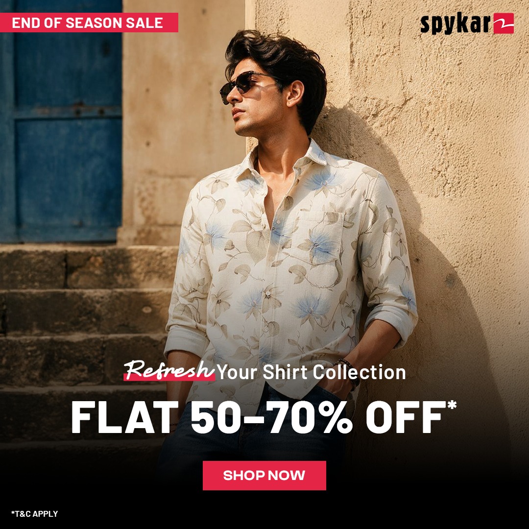 SPYKAR Facebook ad: Flat 50-70% OFF On Printed Shirts