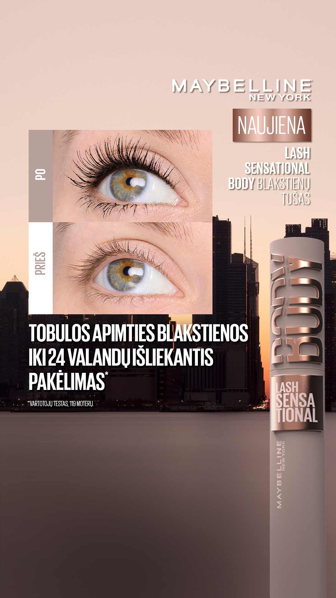 Maybelline New York Facebook ad: Suteik apimties ir pakelk
