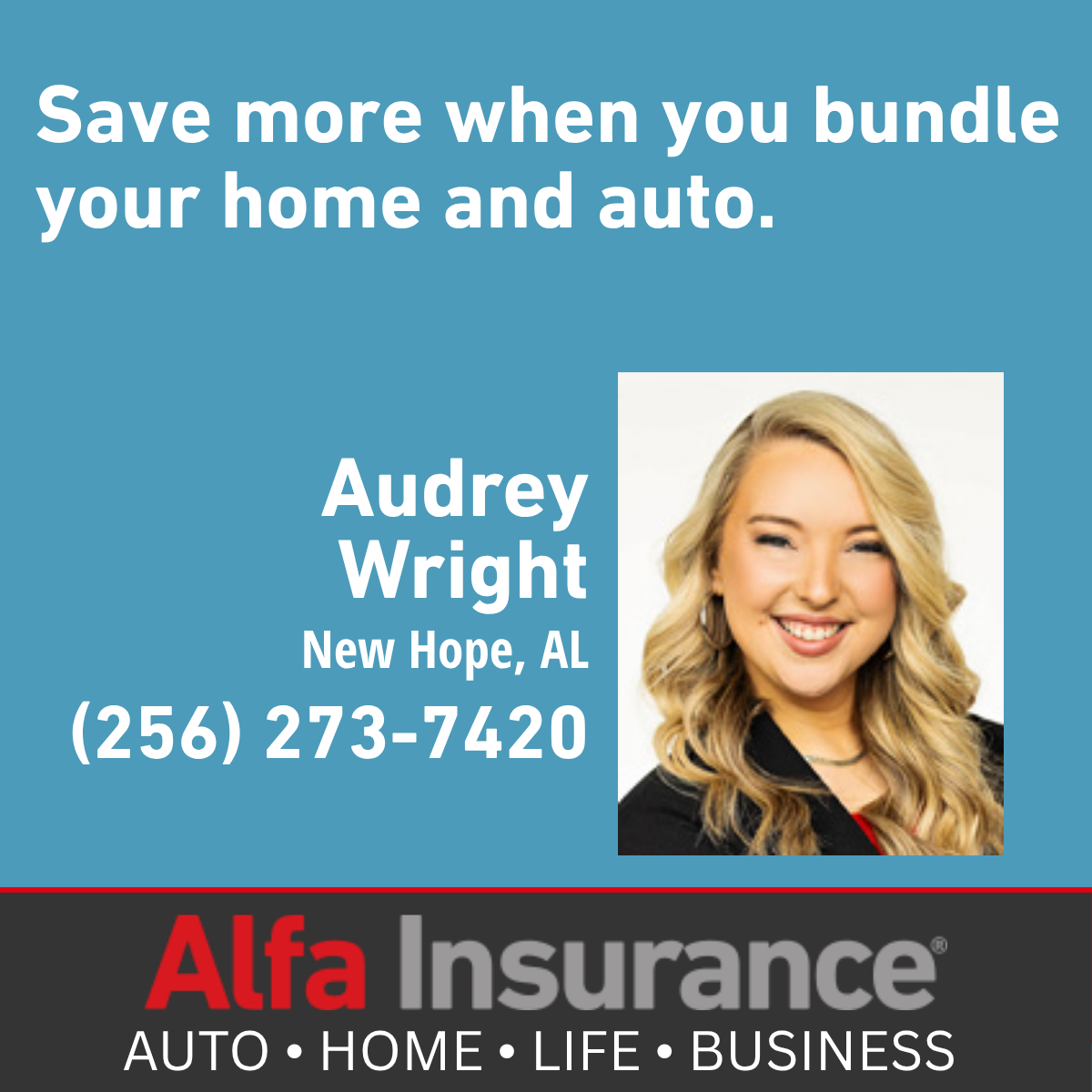 Alfa Insurance - Audrey Wright Facebook ad: Audrey Wright - New Hope, AL | Alfa Insurance