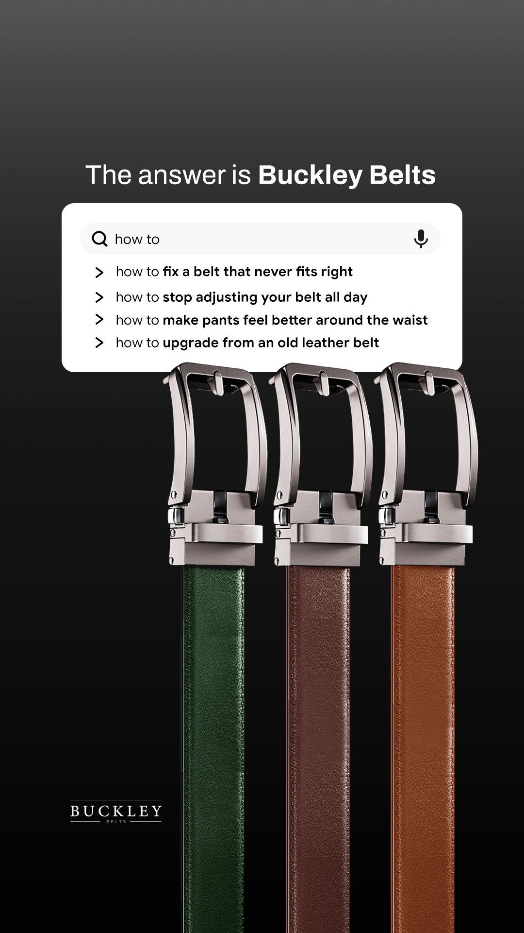 Buckley Belts Facebook ad