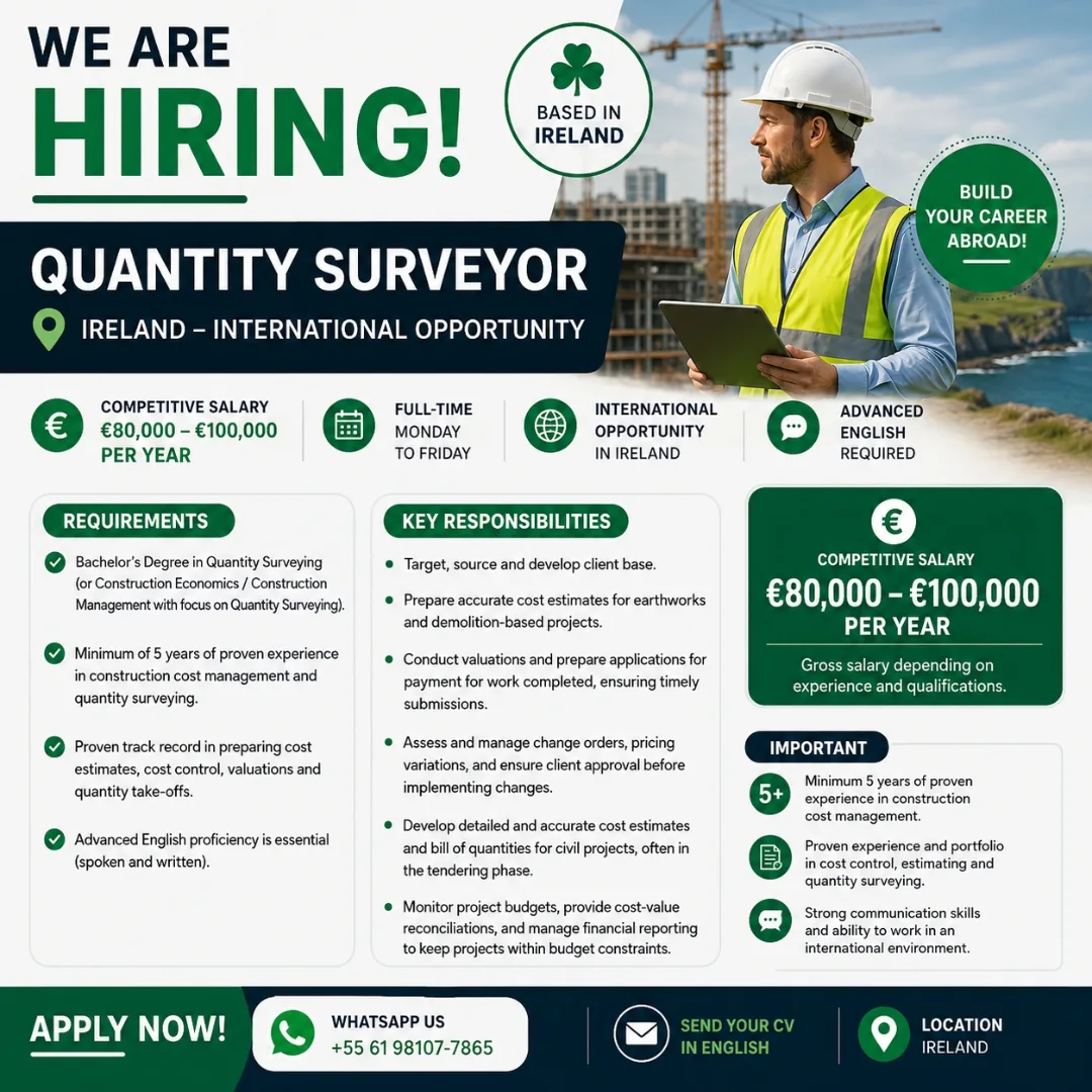 Realtech Recrutamento e Idiomas Facebook ad: WE ARE HIRING, QUANTITY SURVEYOR