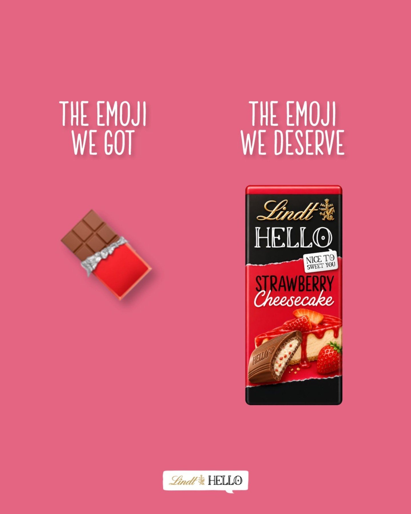 Lindt HELLO Facebook ad: es wäre doch so schön mit diesem Emoji…