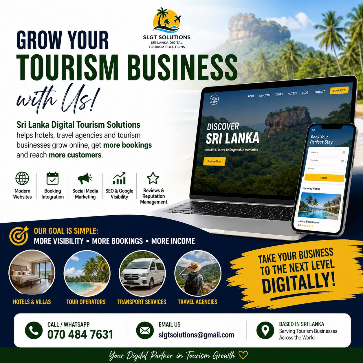 Sri Lanka Digital Tourism Solutions Facebook ad: Grow Your Tourism Business with Digital Power