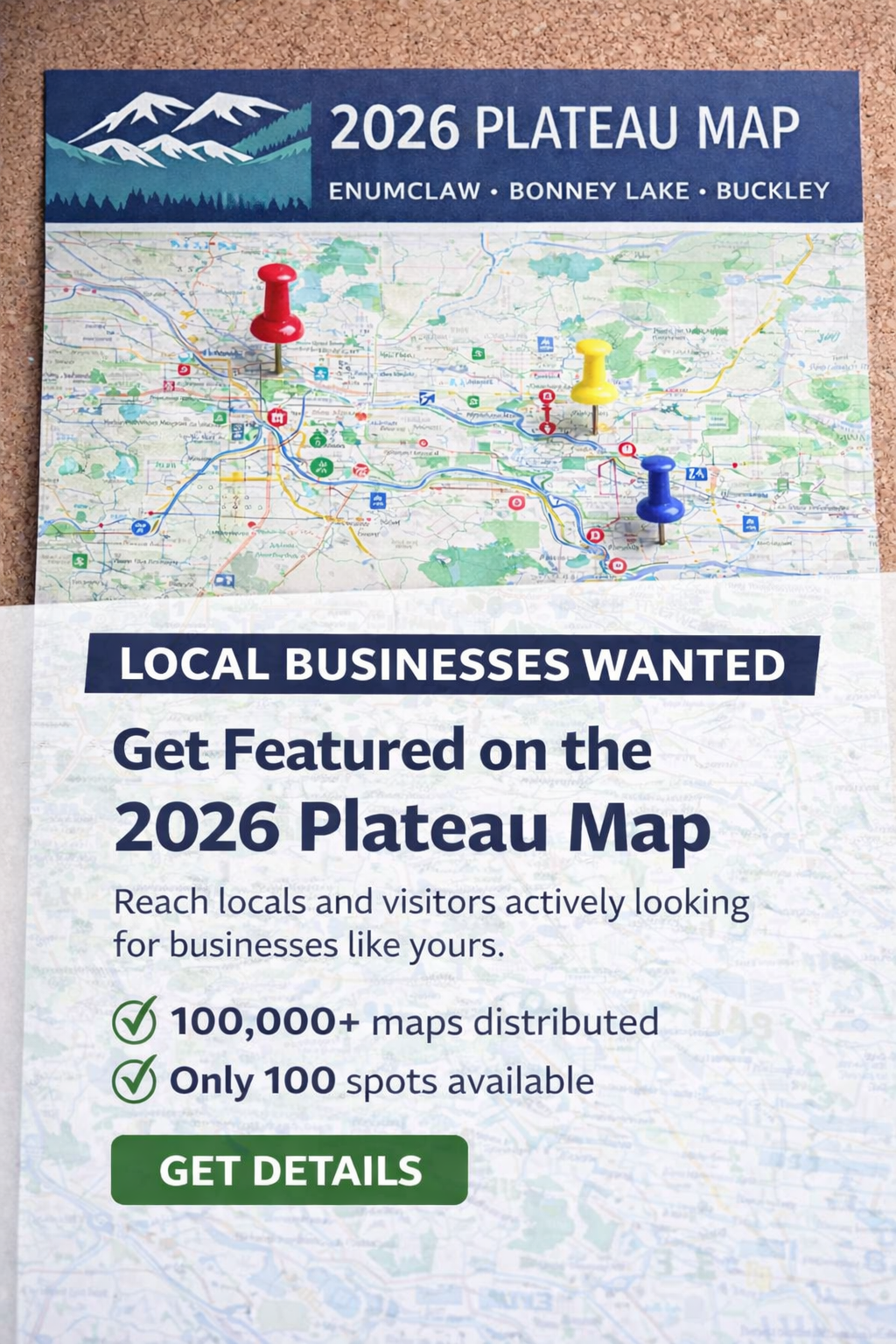 Bonney Lake Living Facebook ad: Get Featured on the 2026 Plateau Map