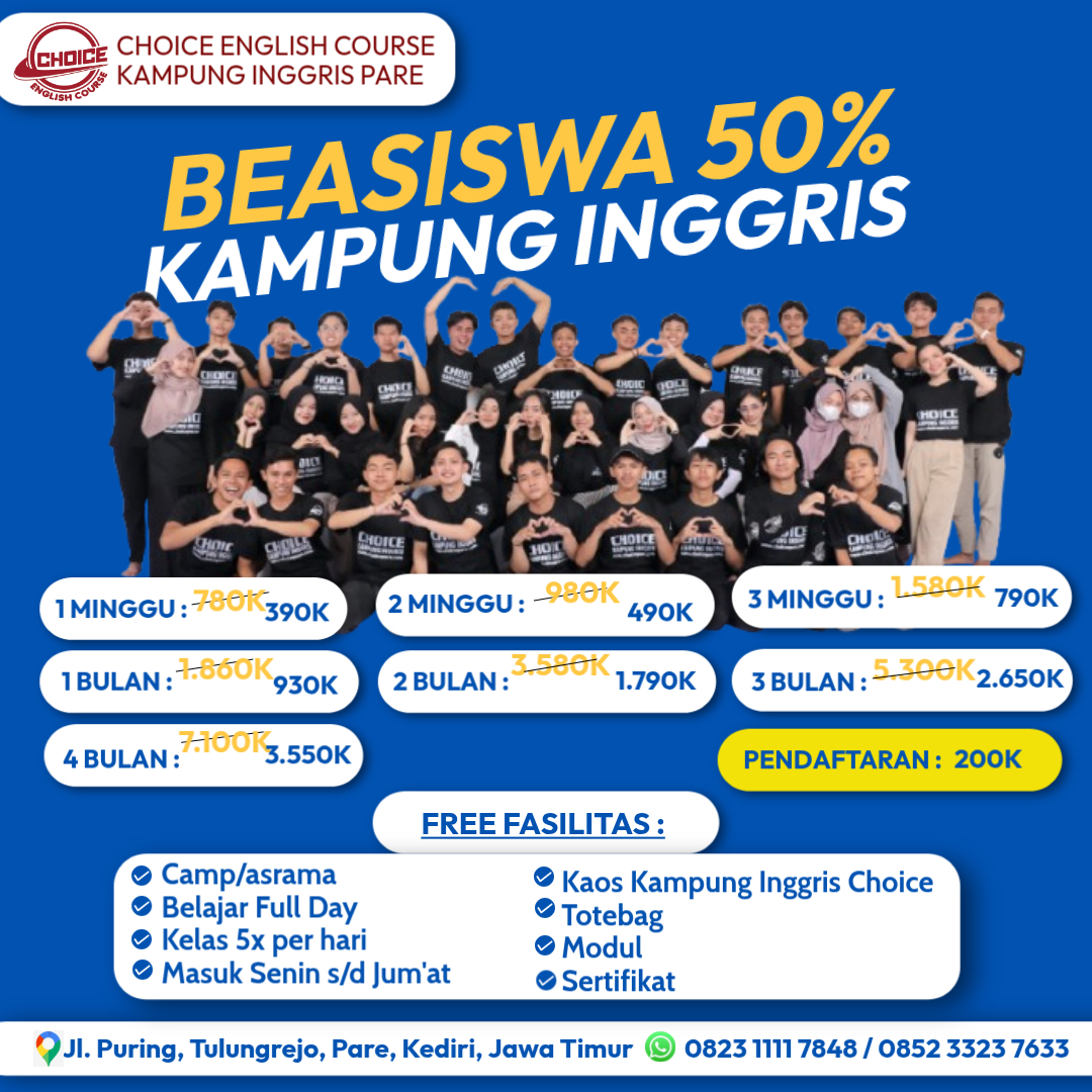 Kampung Inggris Pare - Choice English Center Facebook ad: Mari mengobrol bersama kami