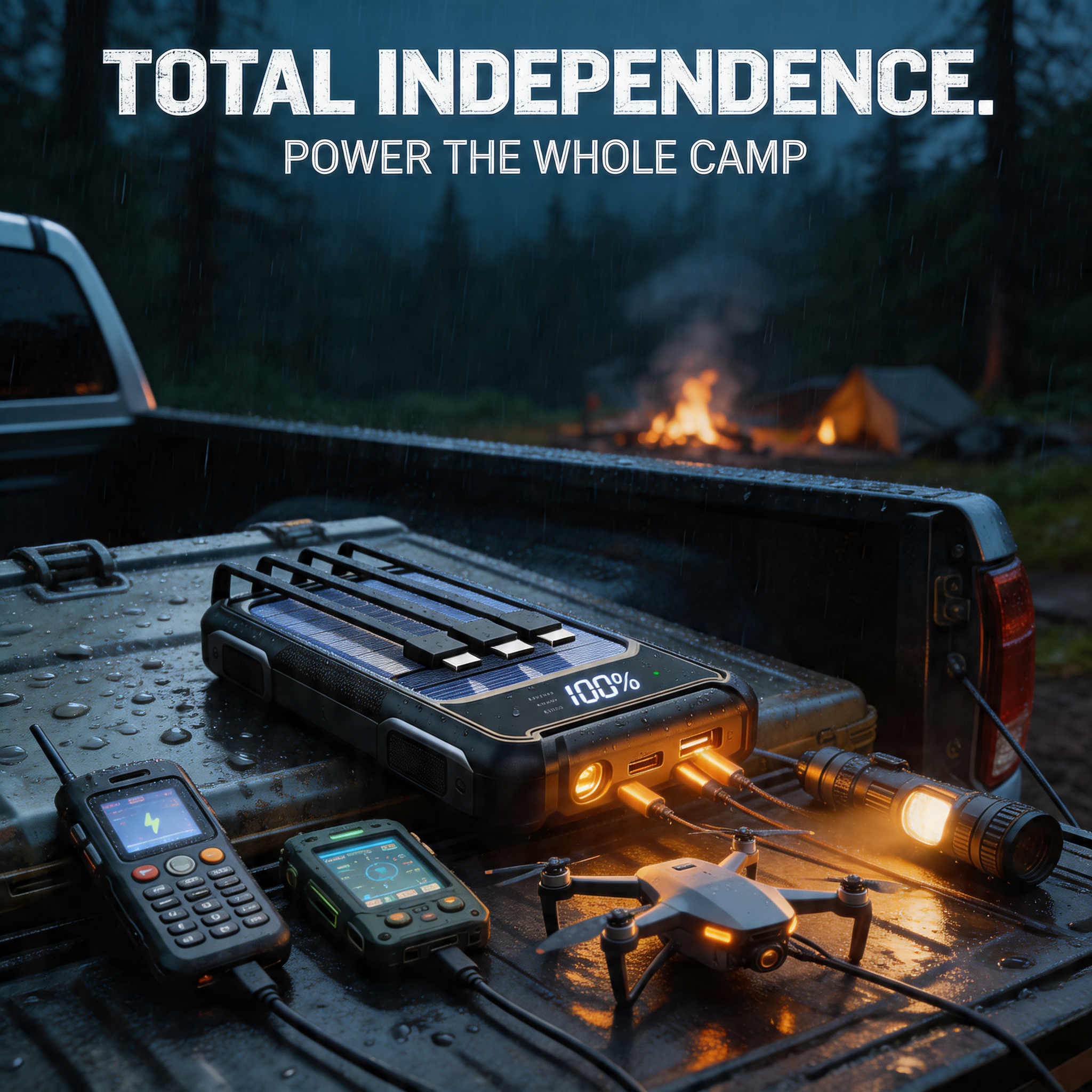 Survival4future Facebook ad: Wireless Solar Powerbank 50,000 mAh