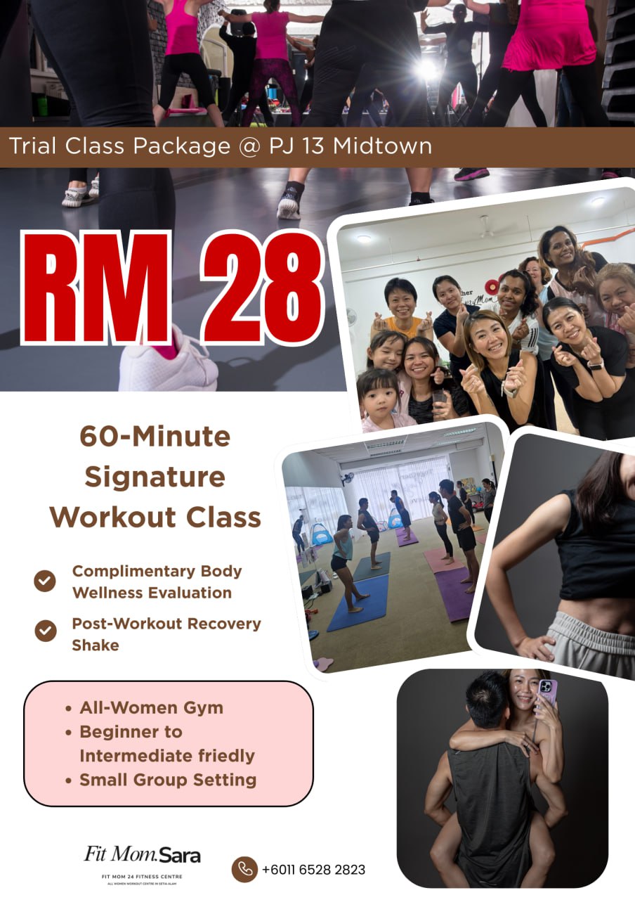 Fitmom Sara Facebook ad: RM28 Women-Only Trial Class