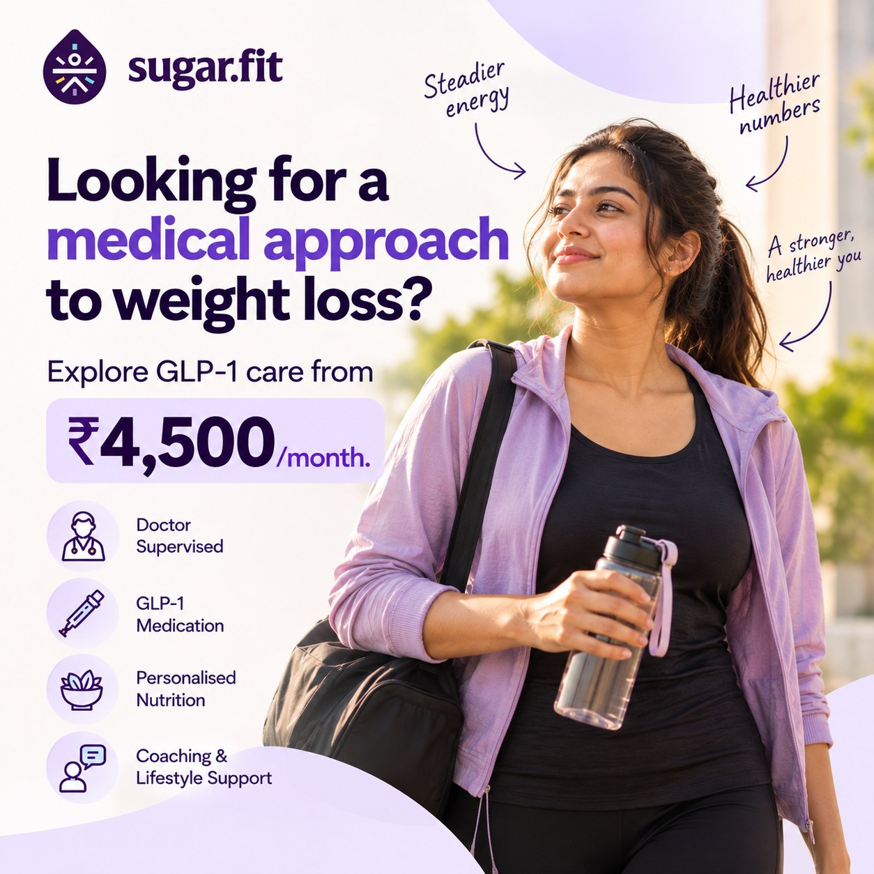 GLP Program By Sugar.Fit Facebook ad: Start your Weight Loss Journey