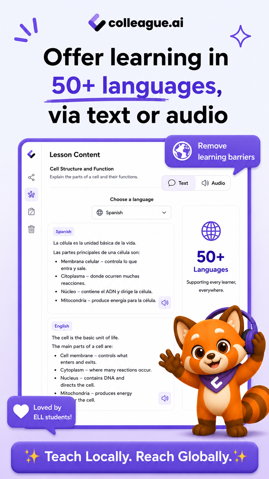 Colleague AI Facebook ad: Remove learning barriers from language thanks to AI