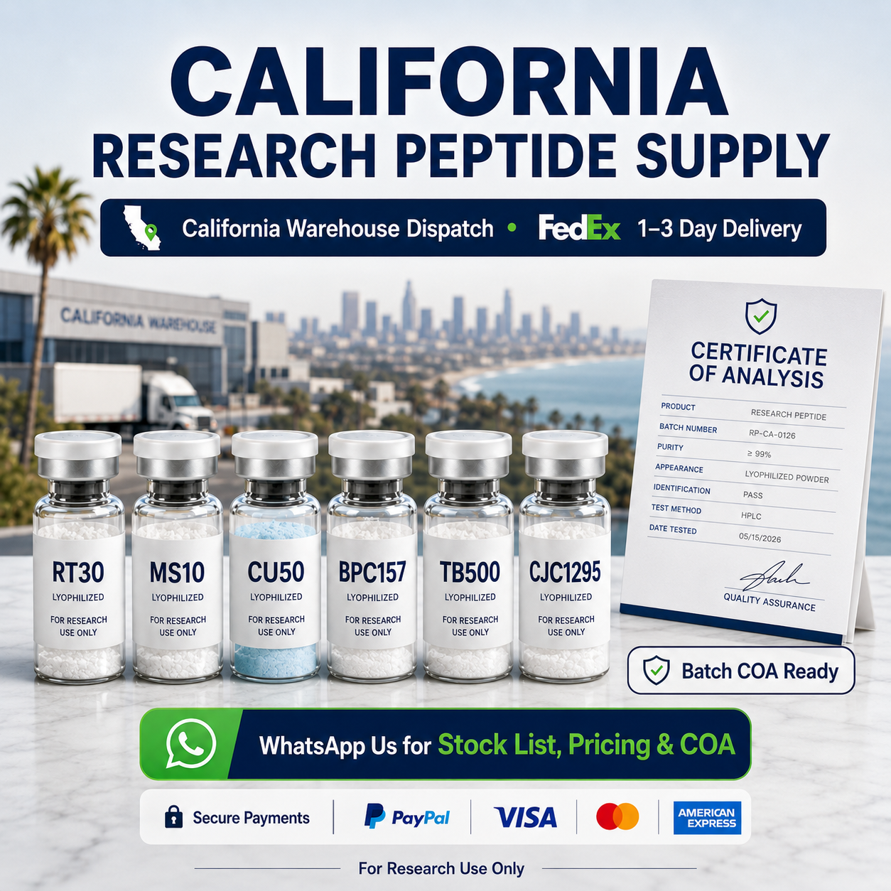 Ffact-jp Facebook ad: California Warehouse · FedEx 1-3 Days