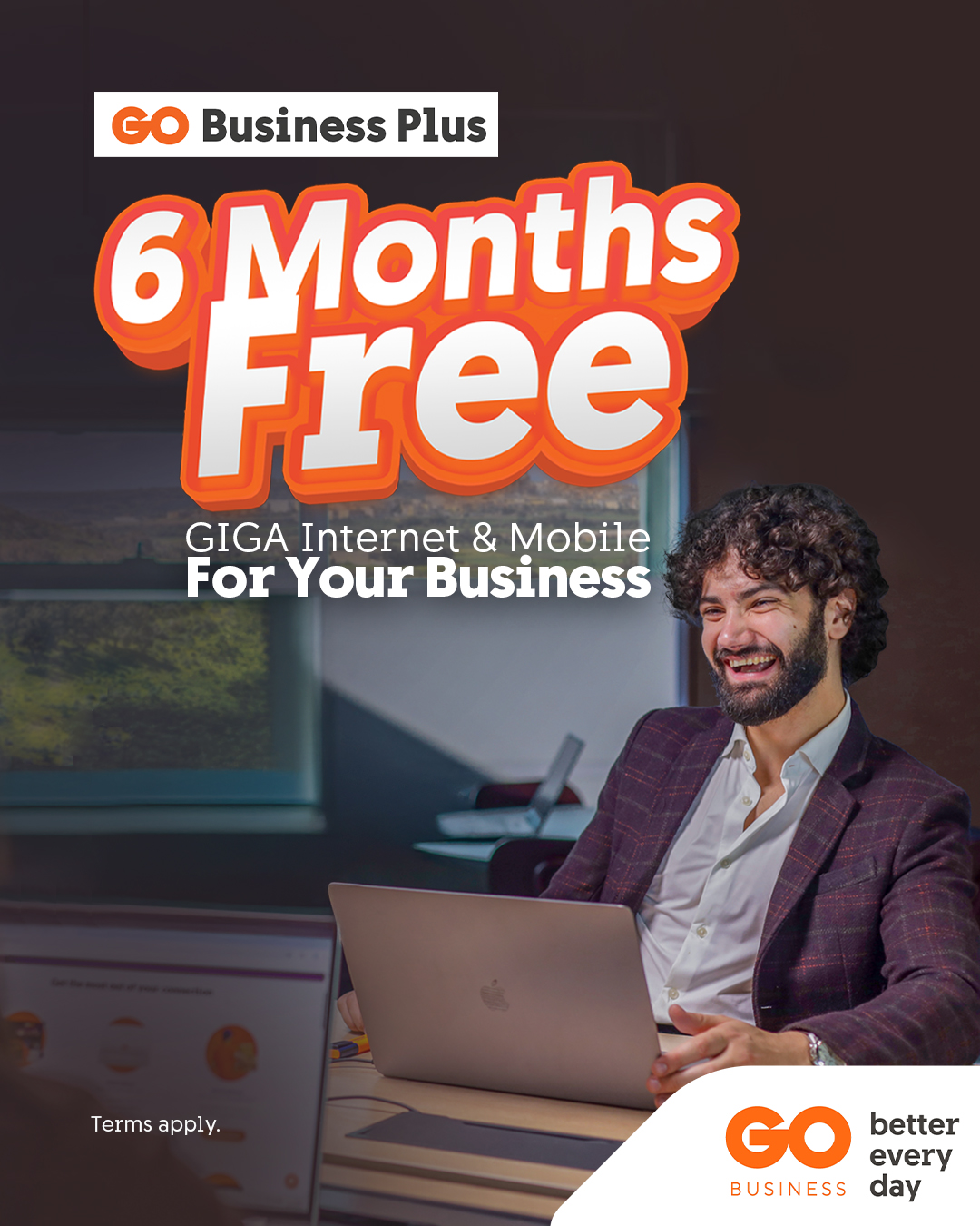 GO Facebook ad: Enjoy 6 months free!