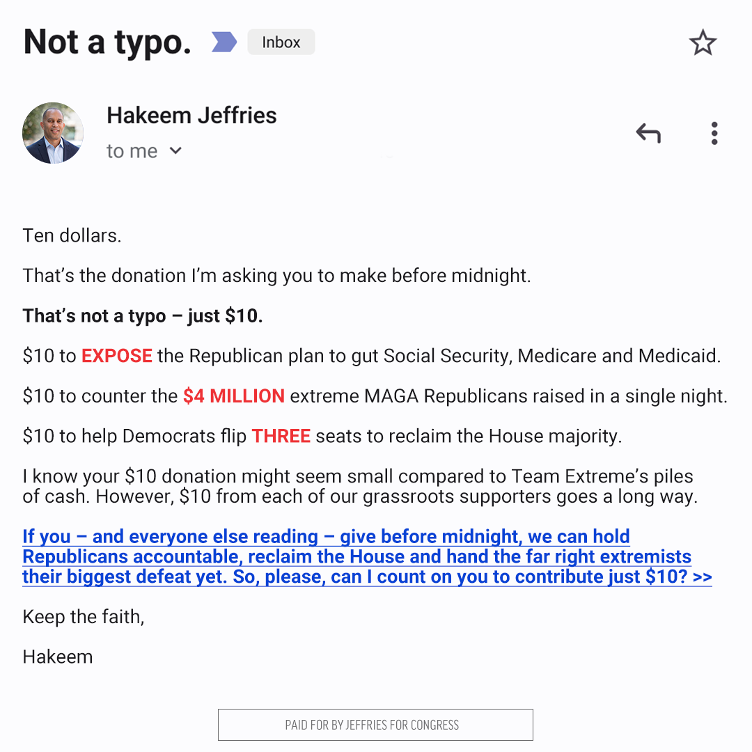 Hakeem Jeffries Facebook ad