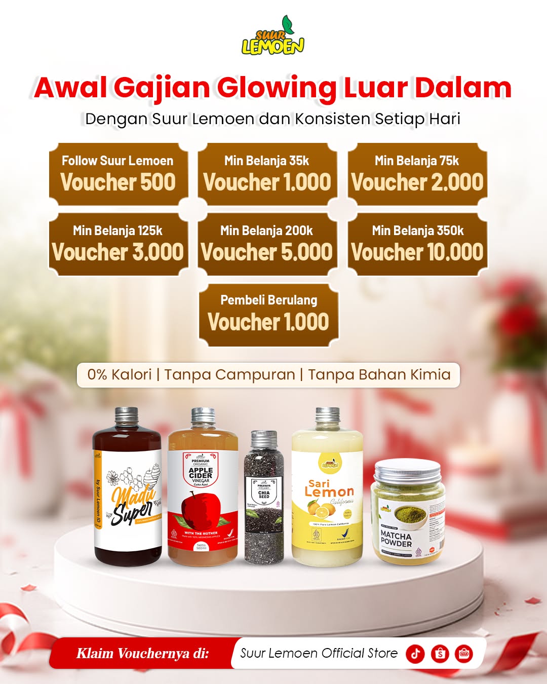 Suur Lemoen Offical Facebook ad: 100% Alami: 0% Kalori & Tanpa Campuran