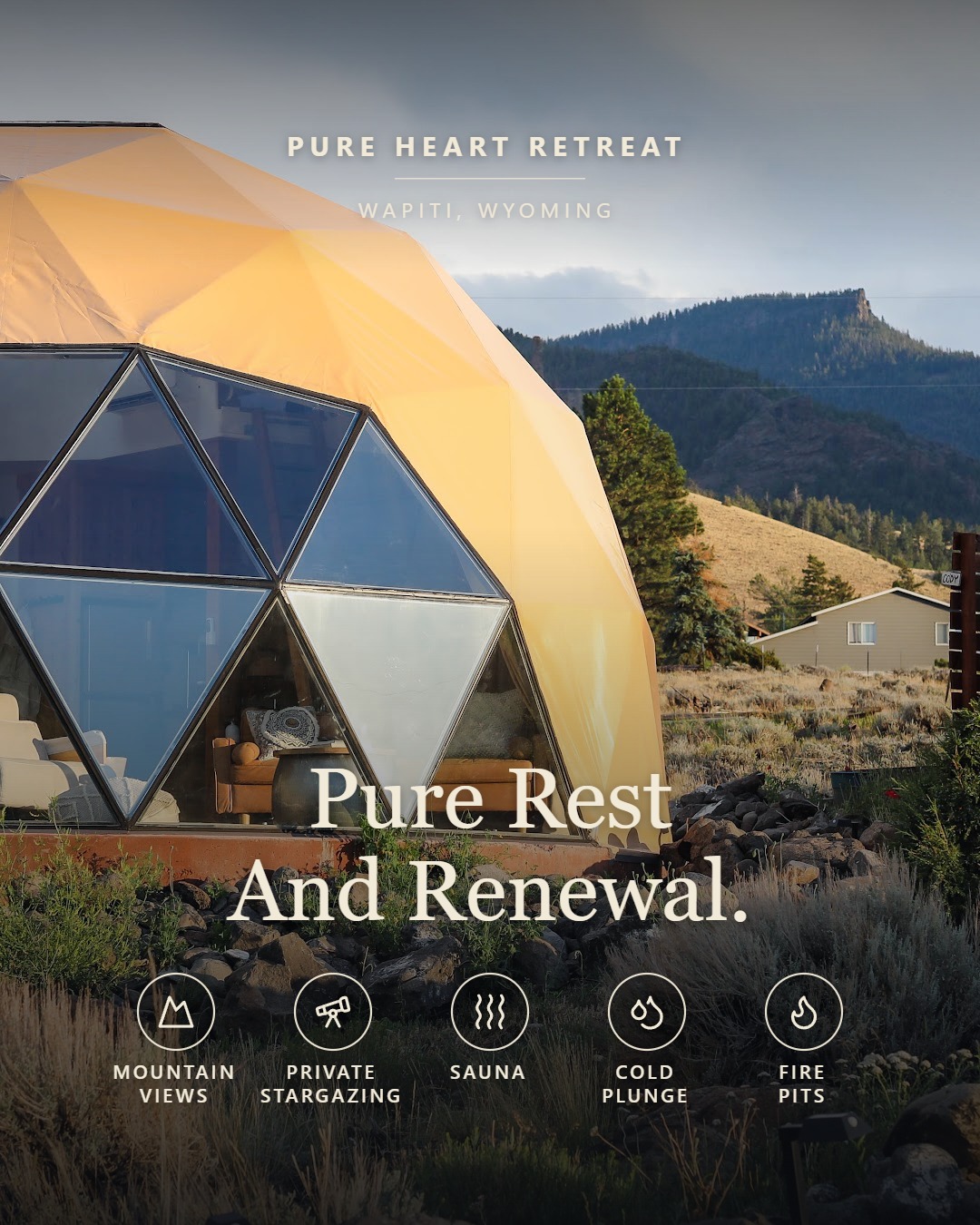 Pure Heart Retreat Facebook ad: The Most Restorative Wellness Retreat in Wyoming