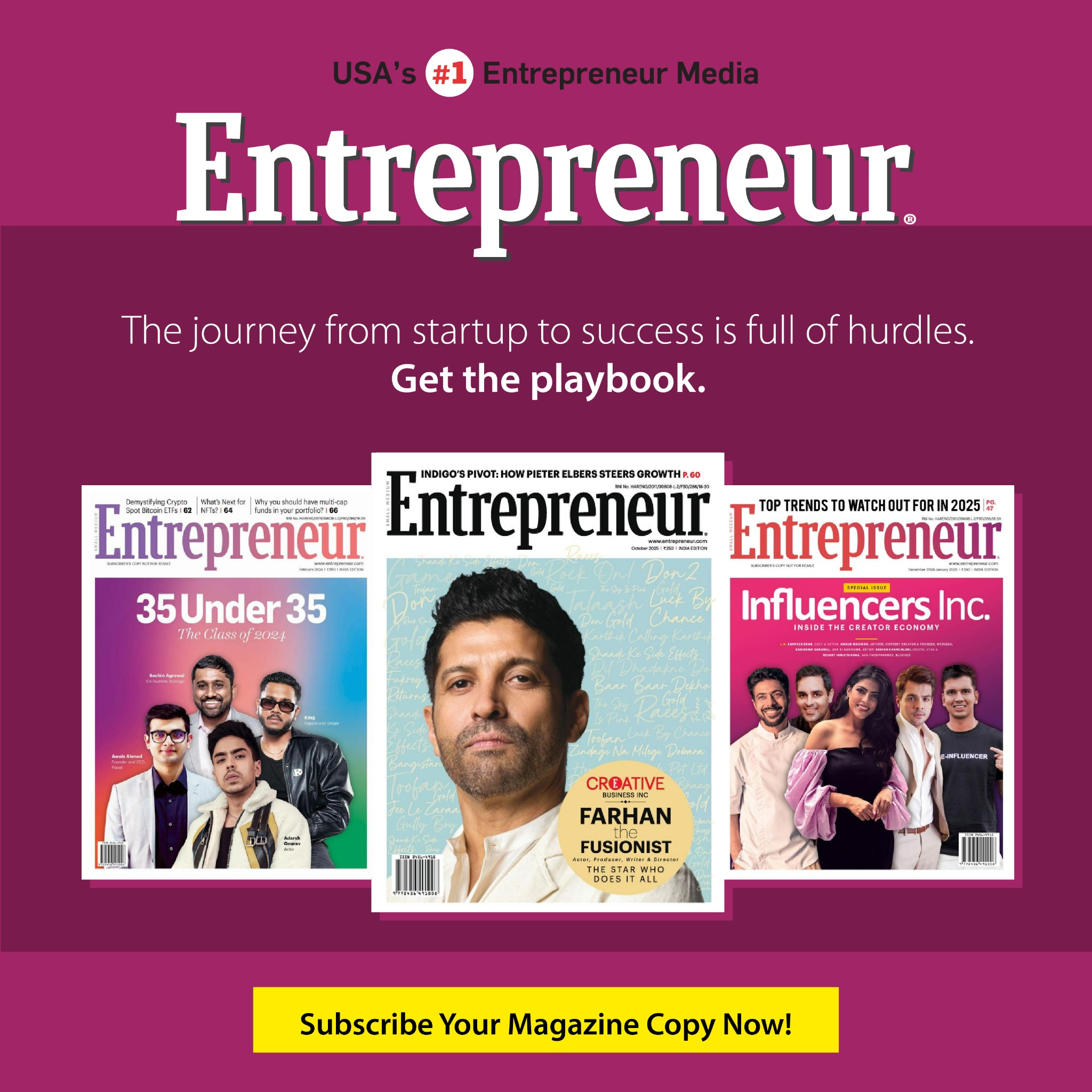 Entrepreneur India Facebook ad: Entrepreneur's Magazine: Book Your CopyToday!