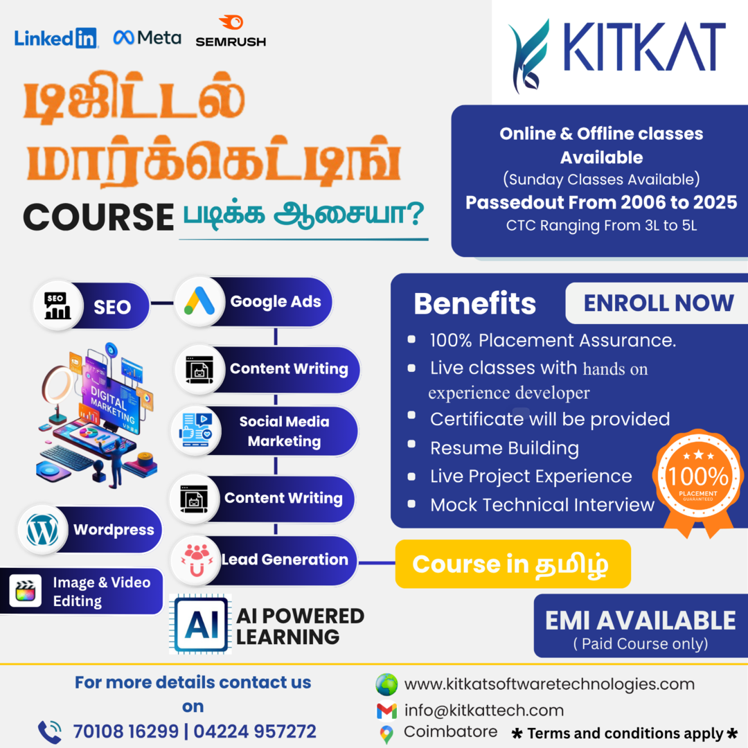 KitKat Tech Facebook ad: டிஜிட்டல் மார்க்கெட்டிங் Course with 100% Job placement…