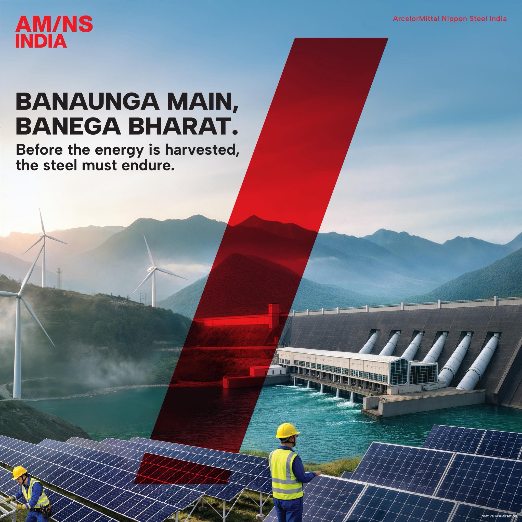 ArcelorMittal Nippon Steel India Facebook ad: Before the energy is harvested, the steel must…
