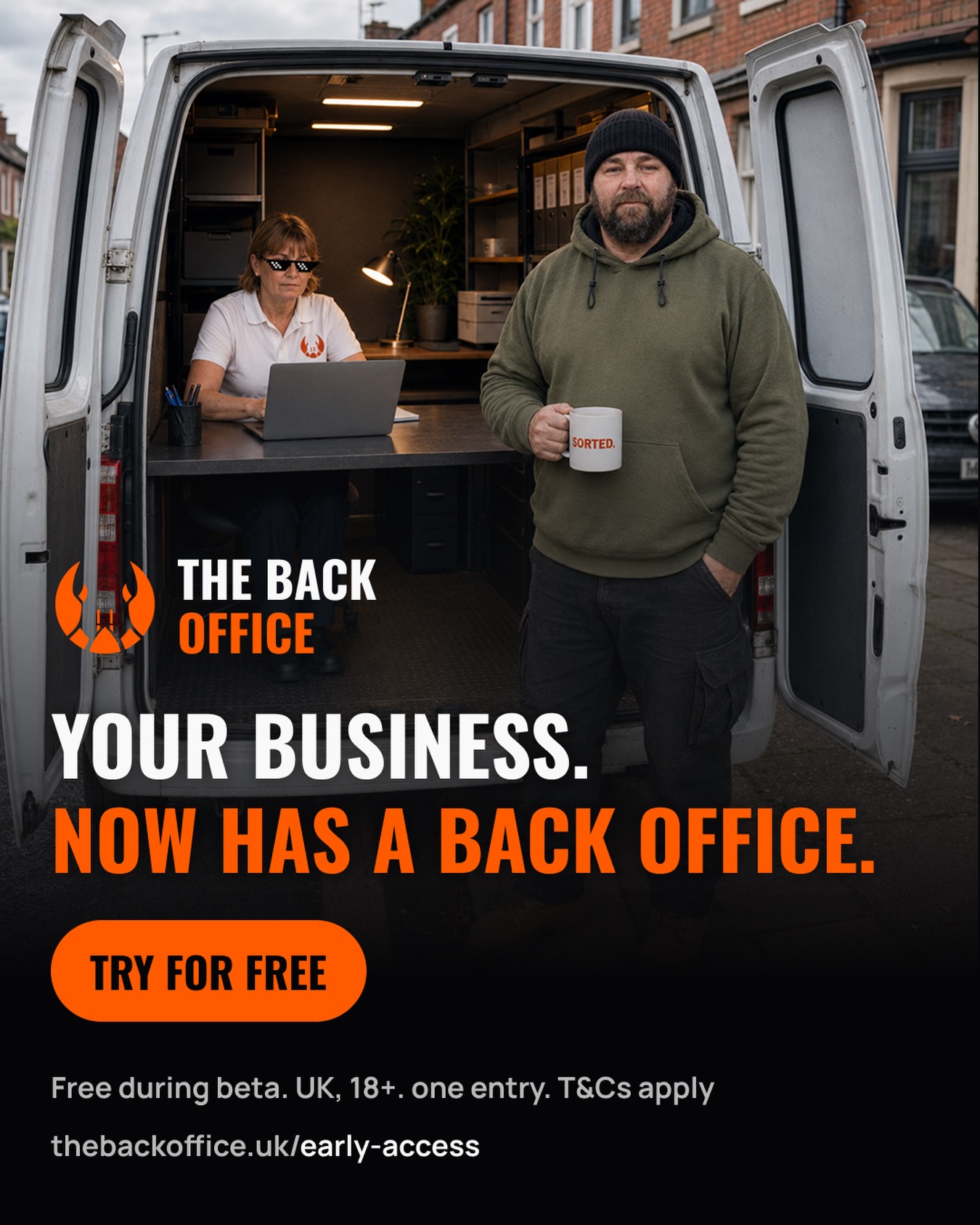 The Back Office UK Facebook ad: Stay on the tools.