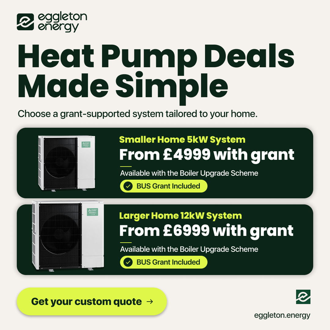 Eggleton Energy Facebook ad: Save up to £7500 on your brand new Heat Pump