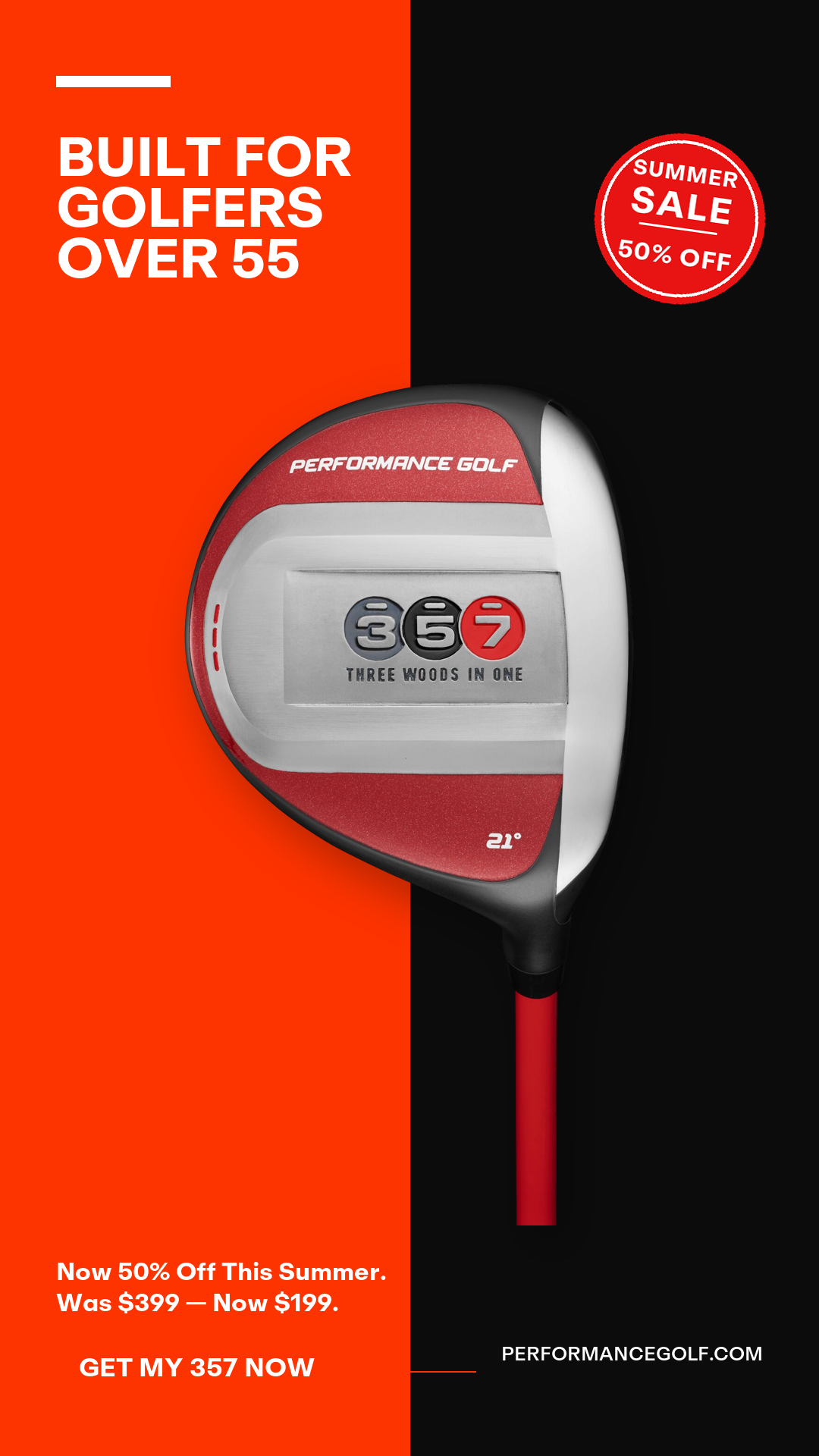 Performance Golf Facebook ad