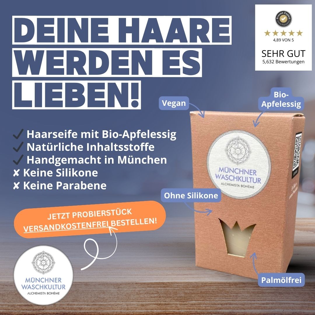 Münchner Waschkultur Seifenmanufaktur Facebook ad: Jetzt Probierstück bestellen