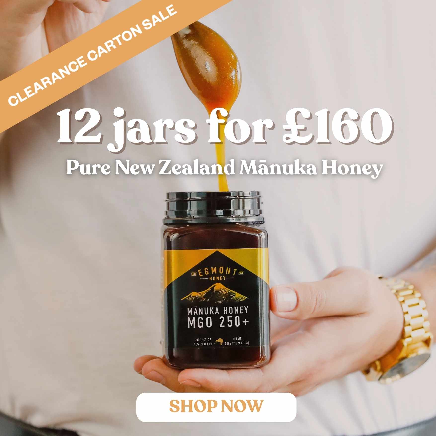 Egmont Honey UK Facebook ad: Authentic New Zealand Mānuka Honey Carton Sale