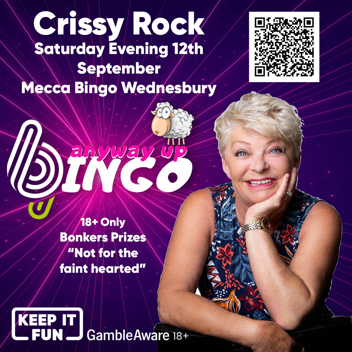 Mecca Bingo - Wednesbury Facebook ad: Anyway Up Bingo ft Crissy Rock @ Wednesbury Cross