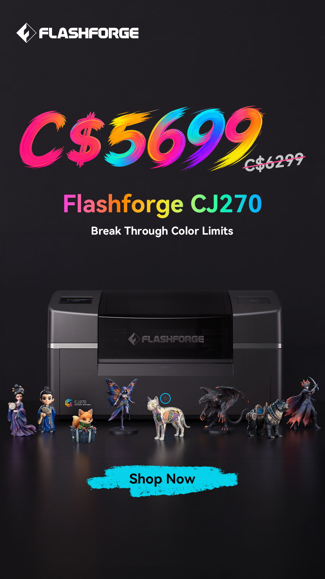 Flashforge Facebook ad: Flashforge CJ270-- Millions of Colors,One Print.The…